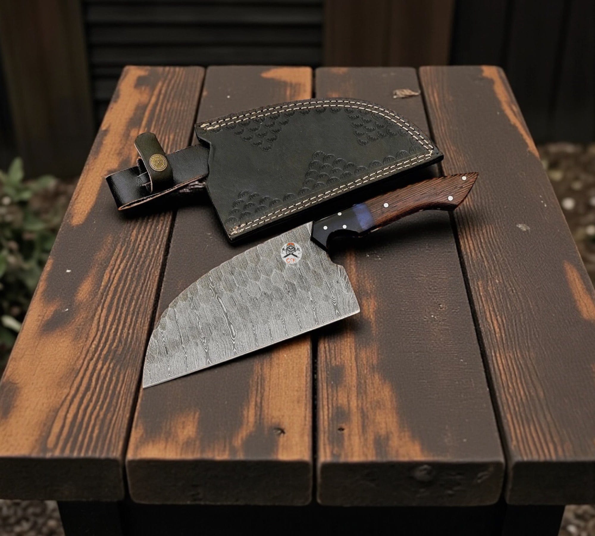 cskforged Serbian Styled Marine Master Cleaver-Handmade Damascus Steel Cleaver Knife
