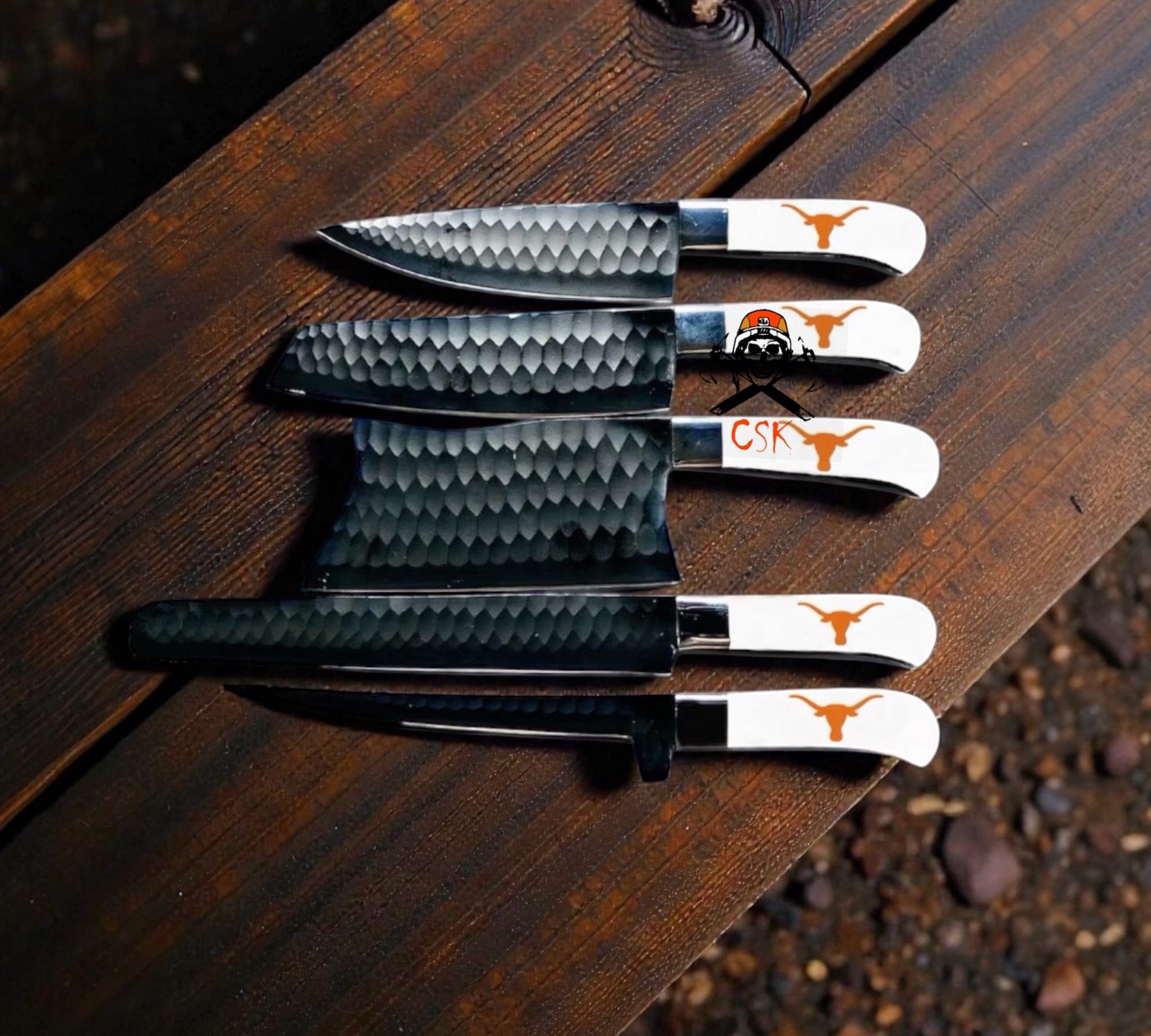 cskforged Texas Longhorn Logo Chef Knife Set, 5-Piece High Carbon Steel Kitchen Knives