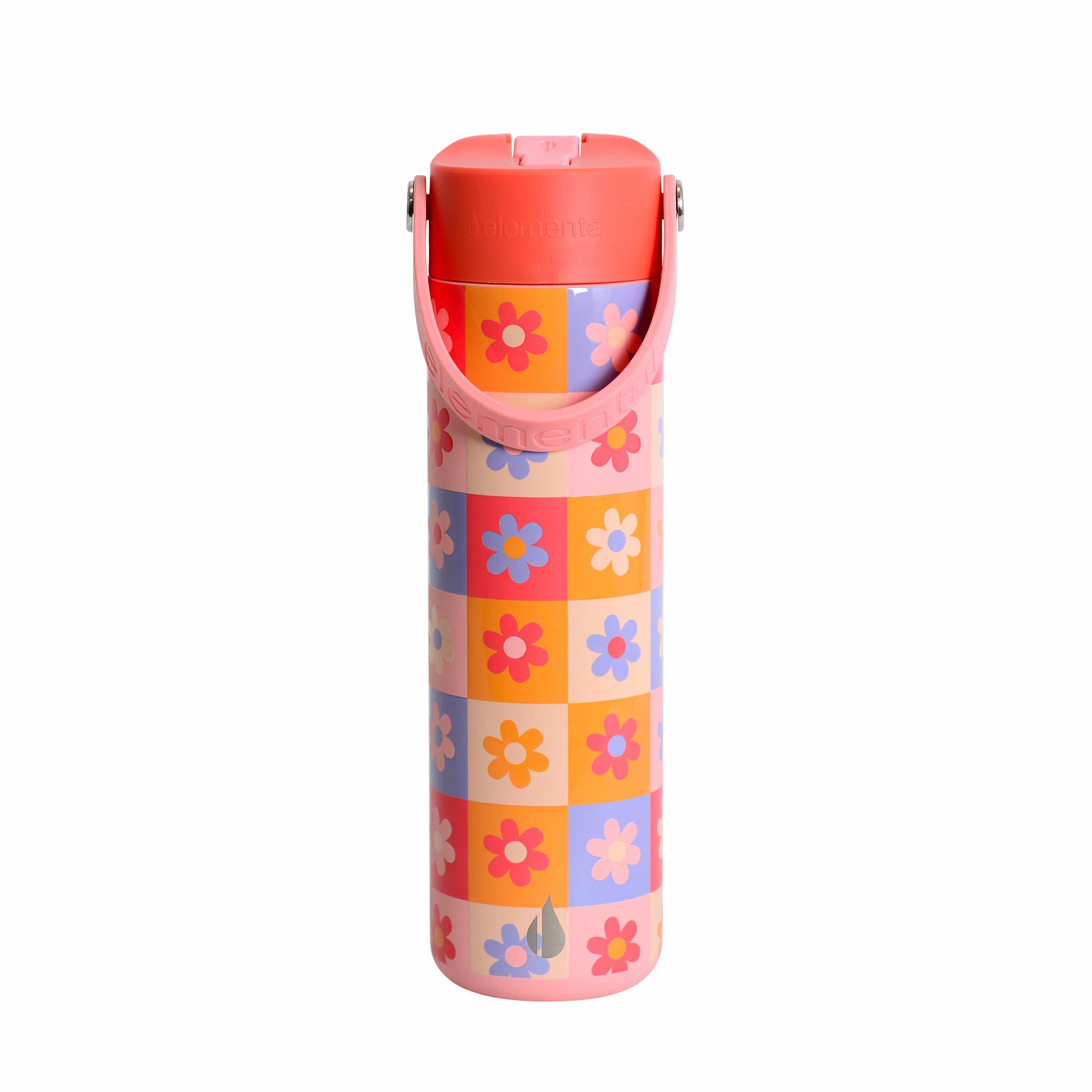 Elemental Bottles Insulated Water Bottle Checkered Flower FITCO - Elemental® Core 24oz Bottle