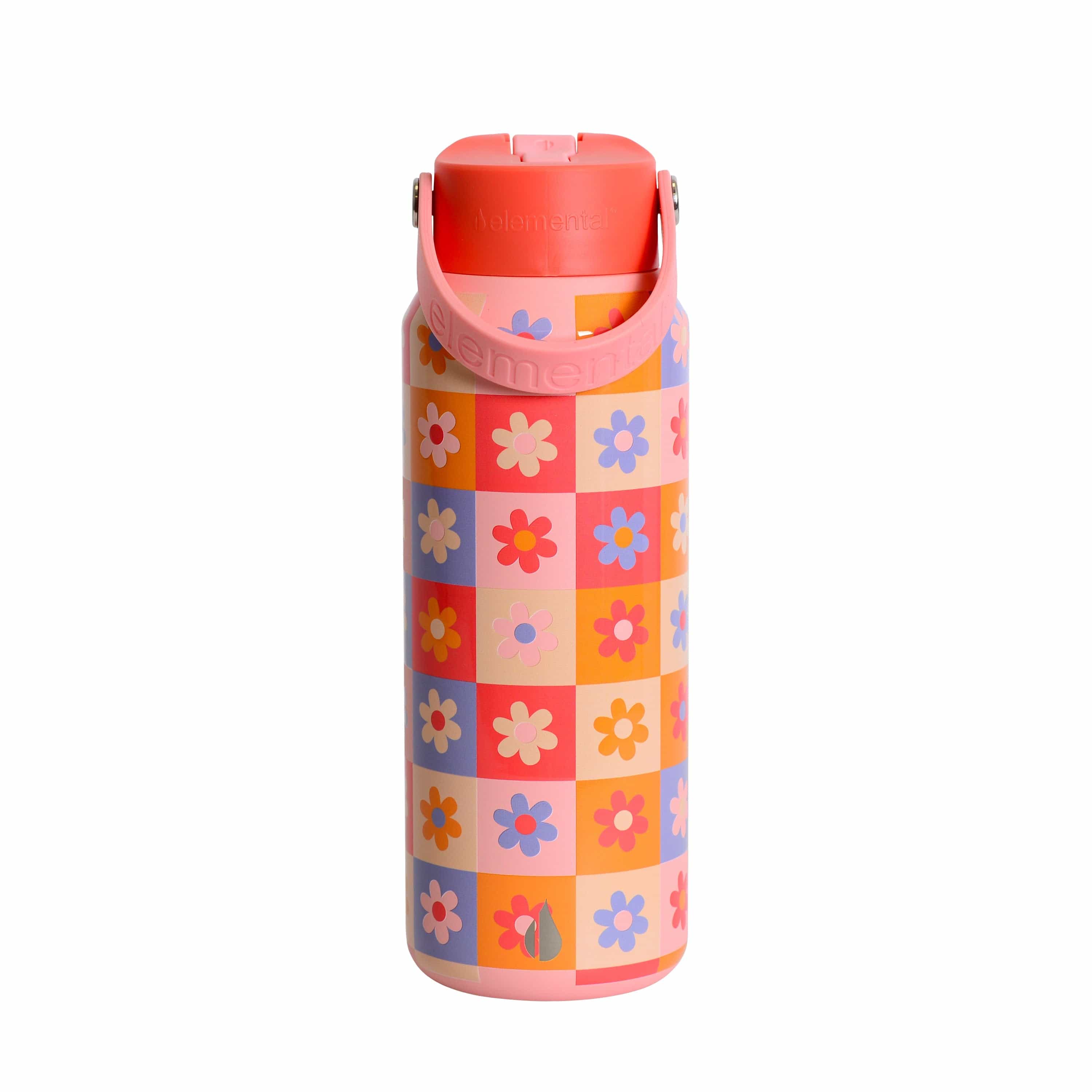 Elemental Bottles Insulated Water Bottle Checkered Flower FITCO - Elemental® Core 40oz Bottle