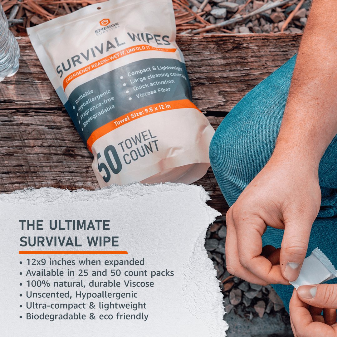 Emerge Survival Emergency Supplies Emerge Survival Wipes - 50ct