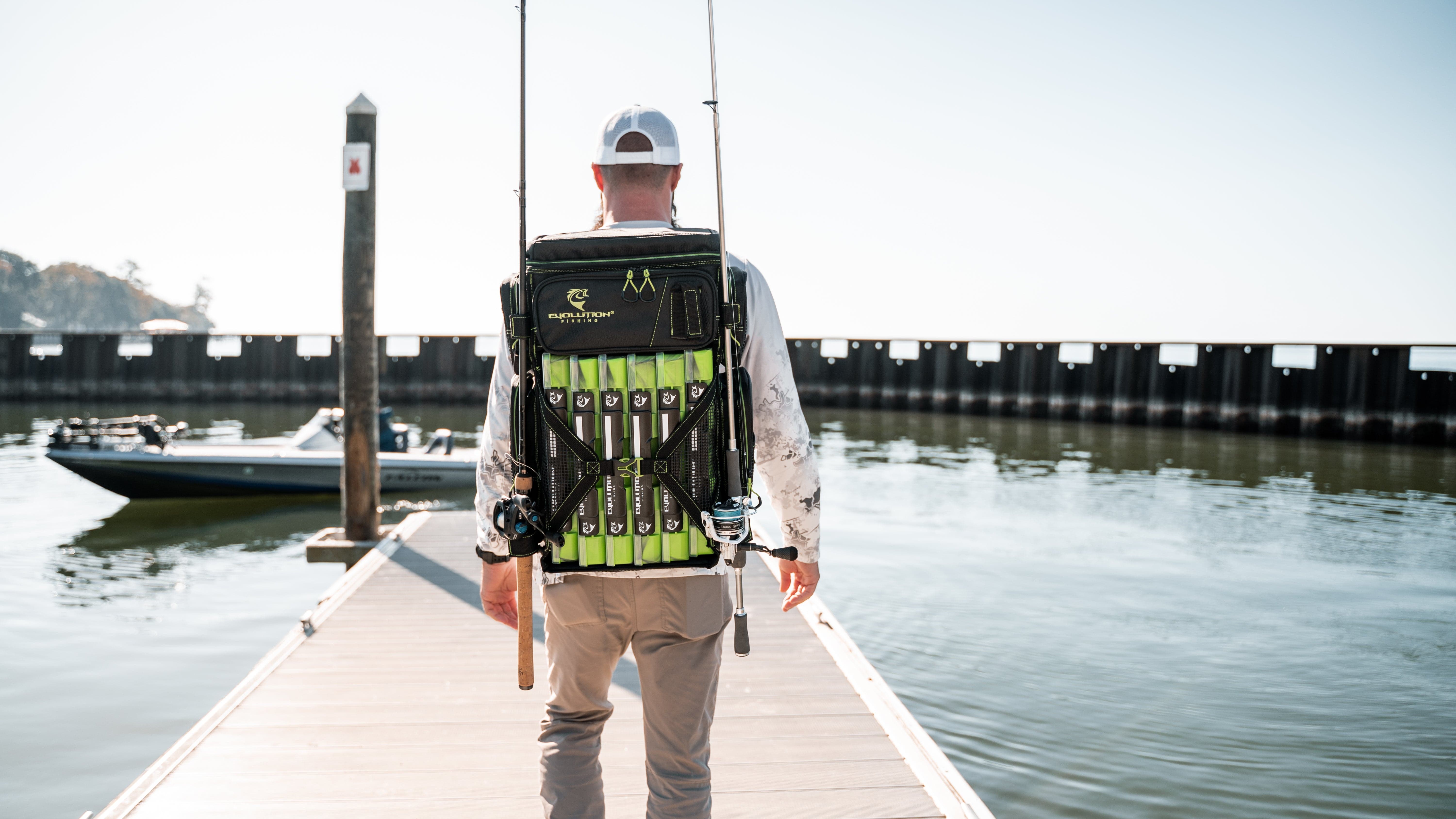 Evolution Outdoor Drift Series Bags Drift Series 3700 Tackle Backpack with Rod Holders & QuikLatch Trays