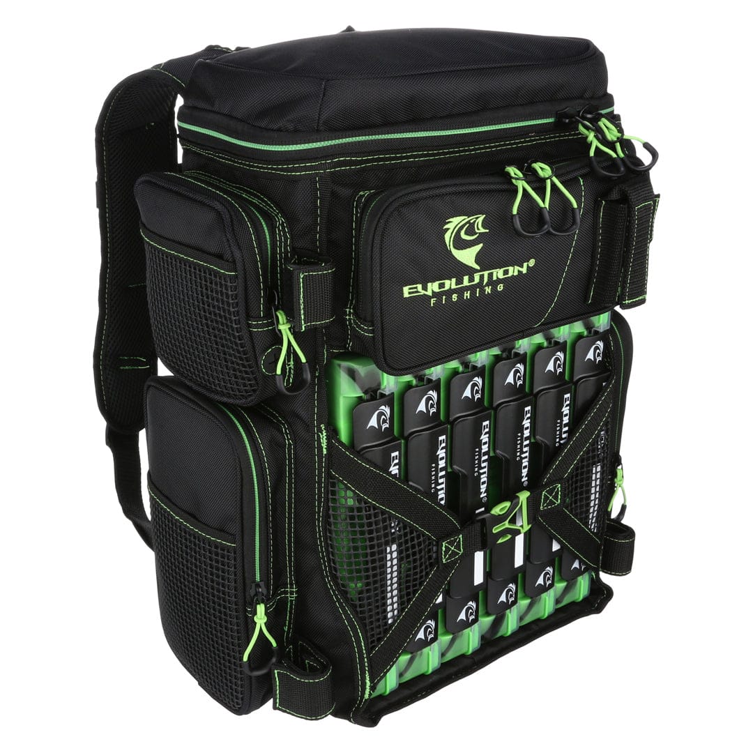 Evolution Outdoor Drift Series Bags Green Drift Series 3600 Tackle Backpack with Rod Holders & QuikLatch Trays