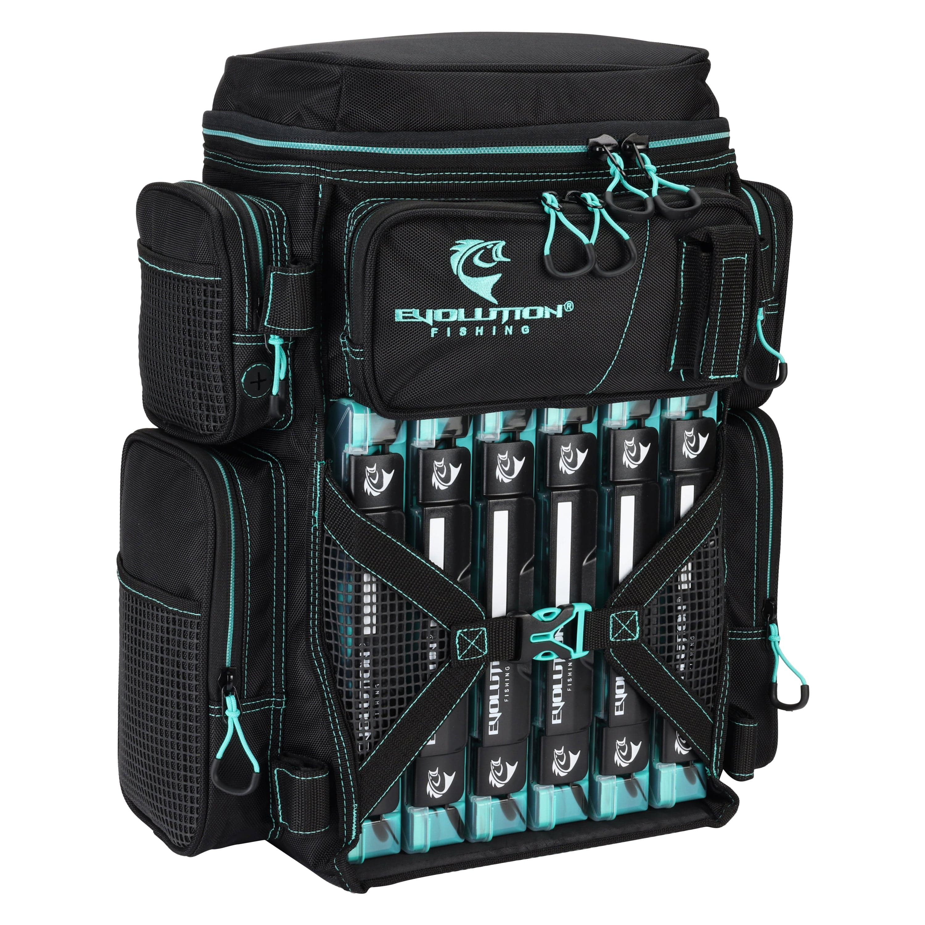Evolution Outdoor Drift Series Bags Seafoam Drift Series 3600 Tackle Backpack with Rod Holders & QuikLatch Trays