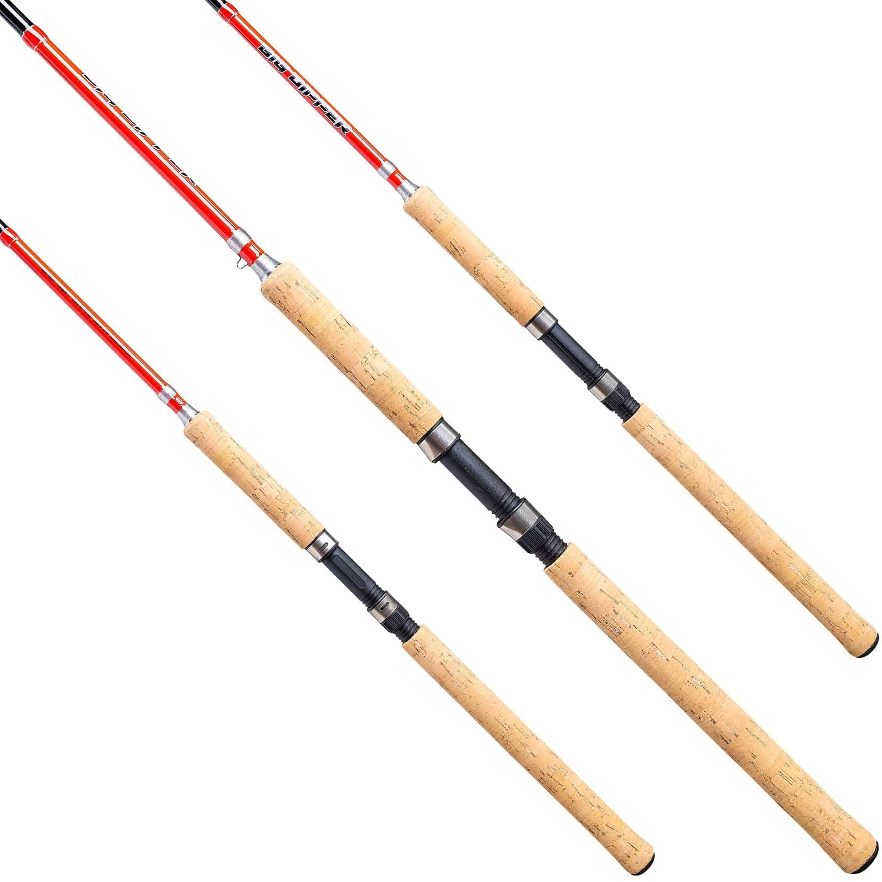 10ft fishing pole Heavy Catfish Rod ProAngler Tackle This two piece rod is able to withstand the load of heavier fish while still providing sensitive feedback back to the fisherman (2 pack) B'n'M Pole Black