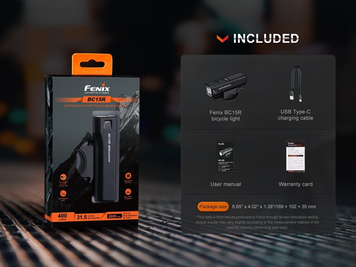 Fenix Store Bike Light Fenix BC15R Lightweight Rechargeable Bicycle Light