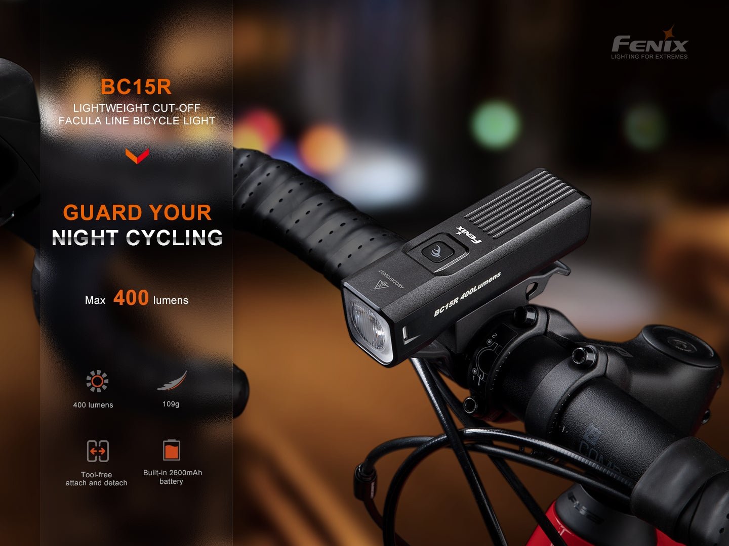 Fenix Store Bike Light Fenix BC15R Lightweight Rechargeable Bicycle Light