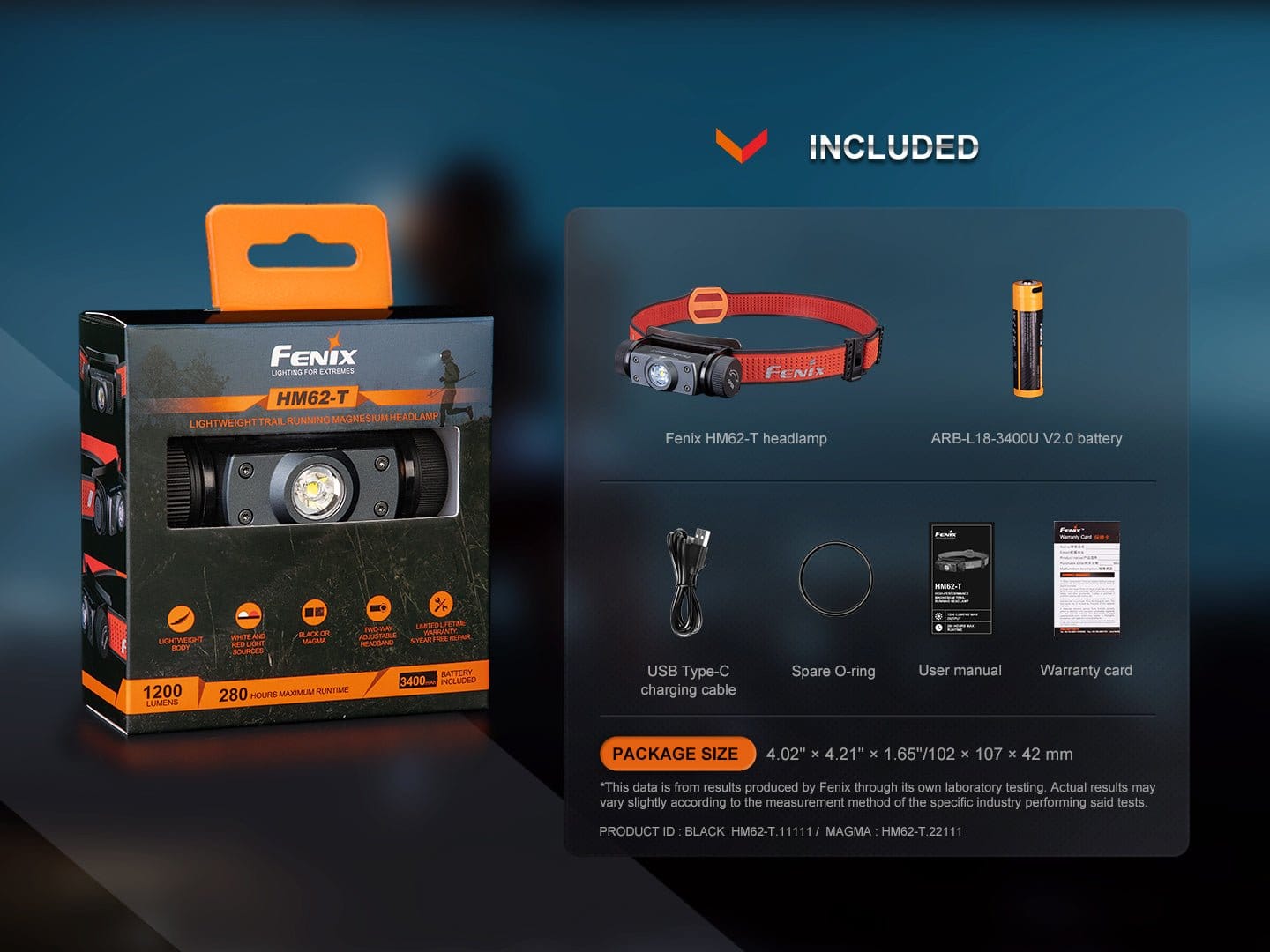 Fenix Store Headlamp Fenix HM62-T Lightweight Trail Running Headlamp