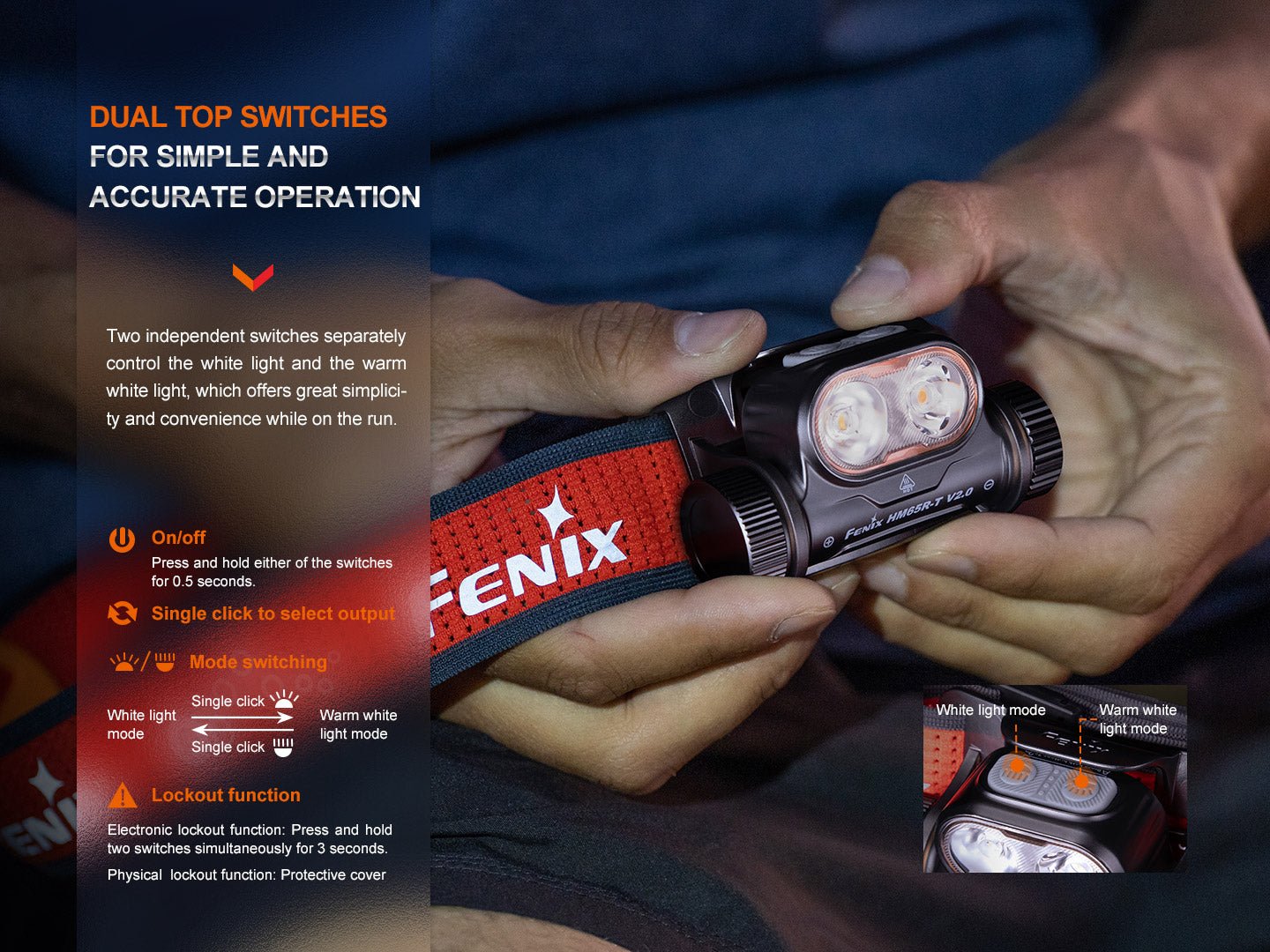 Fenix Store Headlamp Fenix HM65R-T V2 Rechargeable Lightweight Trail Running Headlamp