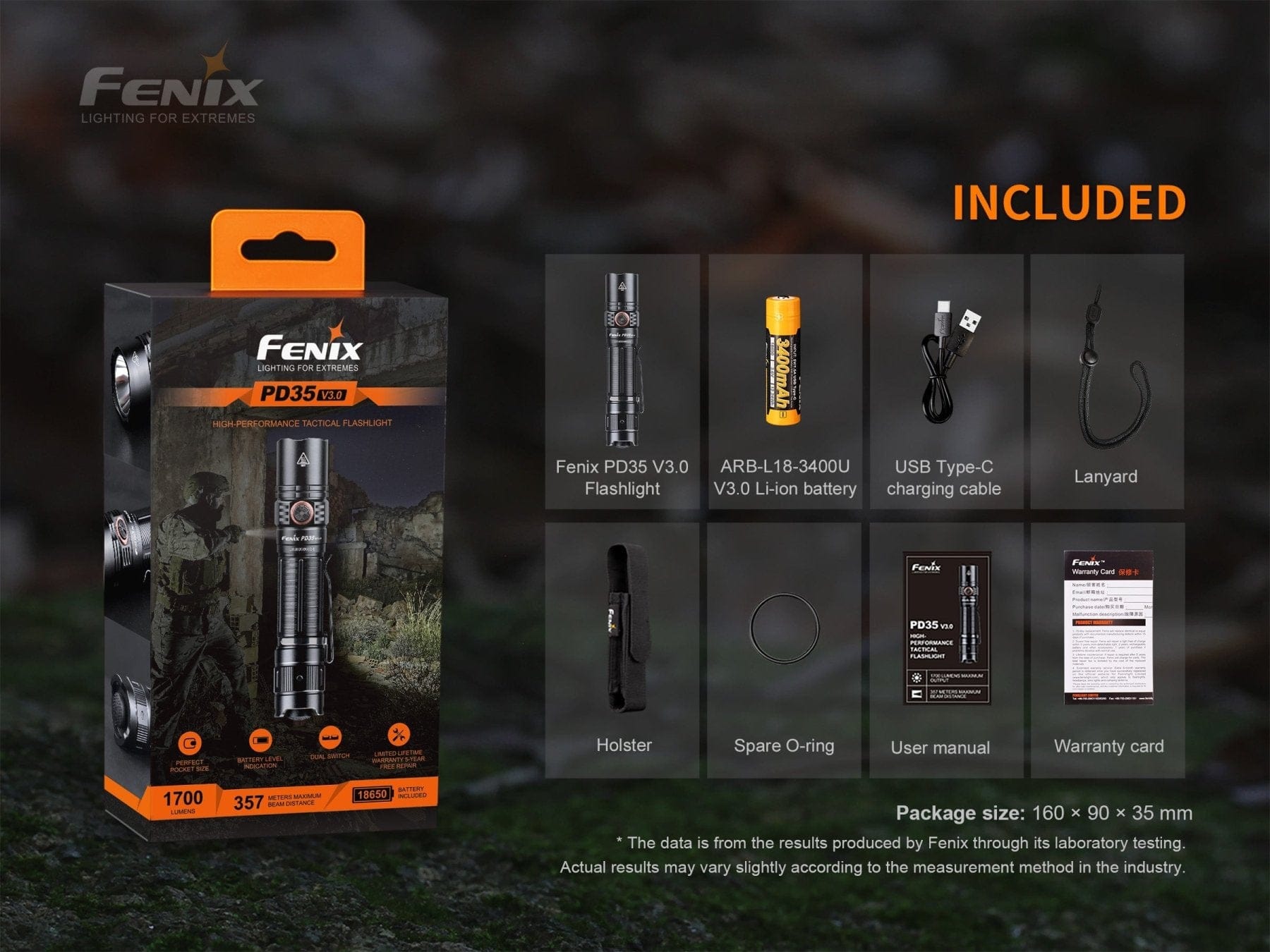 Fenix Store Tactical Flashlight Fenix PD35 V3.0 Everyday Carry Flashlight - 1700 Lumens