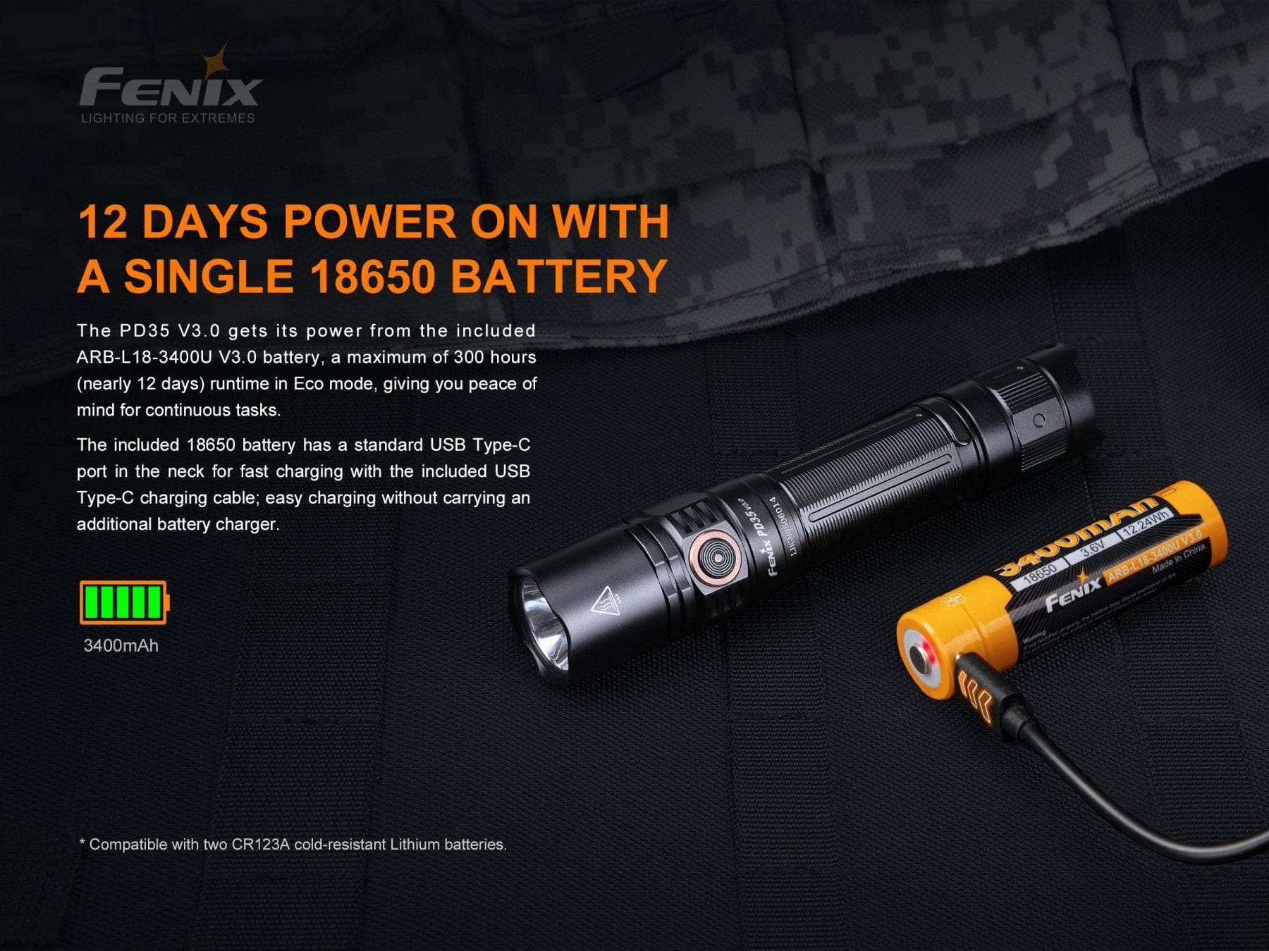 Fenix Store Tactical Flashlight Fenix PD35 V3.0 Everyday Carry Flashlight - 1700 Lumens