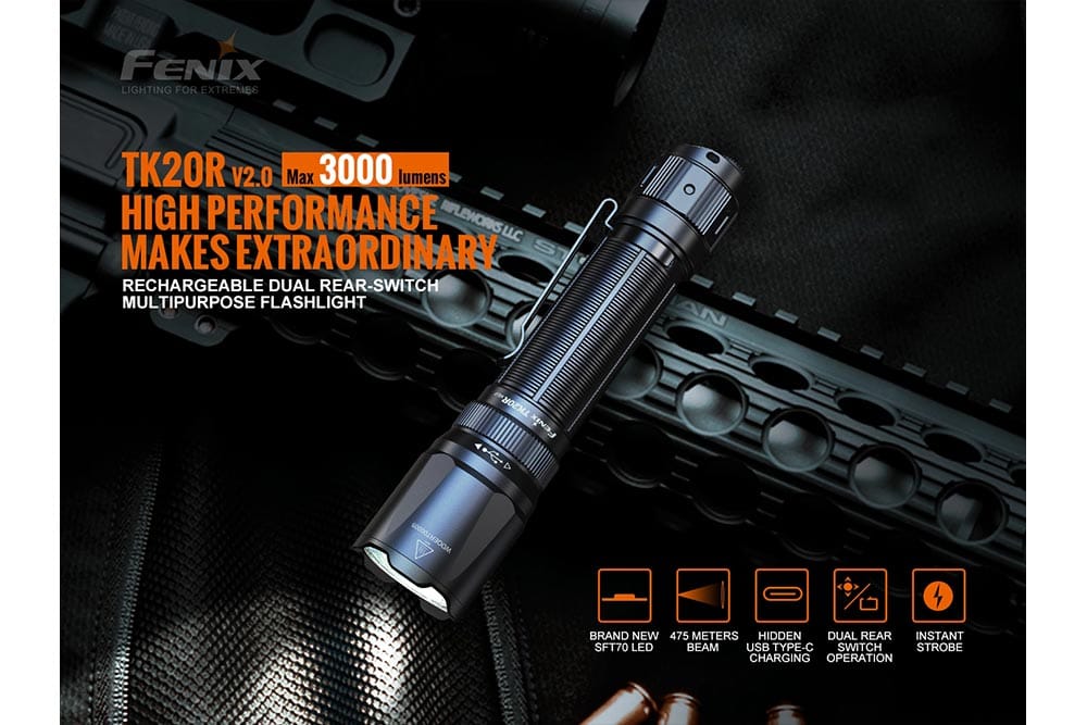 Fenix Store Tactical Flashlight Fenix TK20R V2.0 Rechargeable Flashlight | 3000 lumens