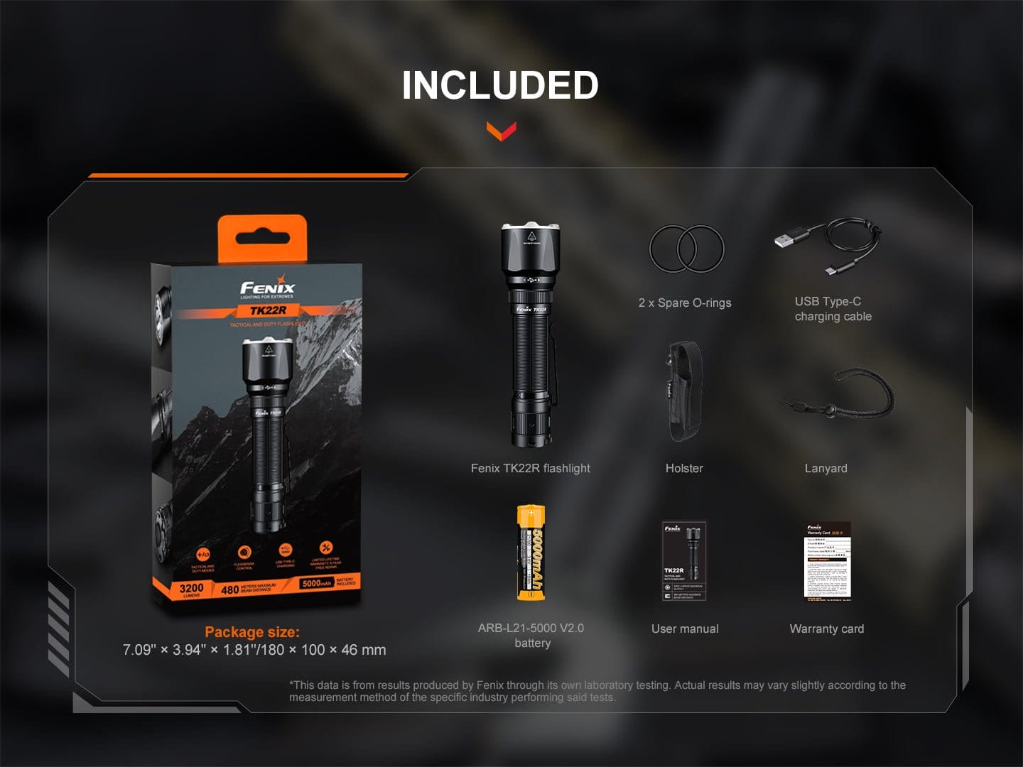 Fenix Store Tactical Flashlight Fenix TK22R Rechargeable Tactical & Duty Flashlight