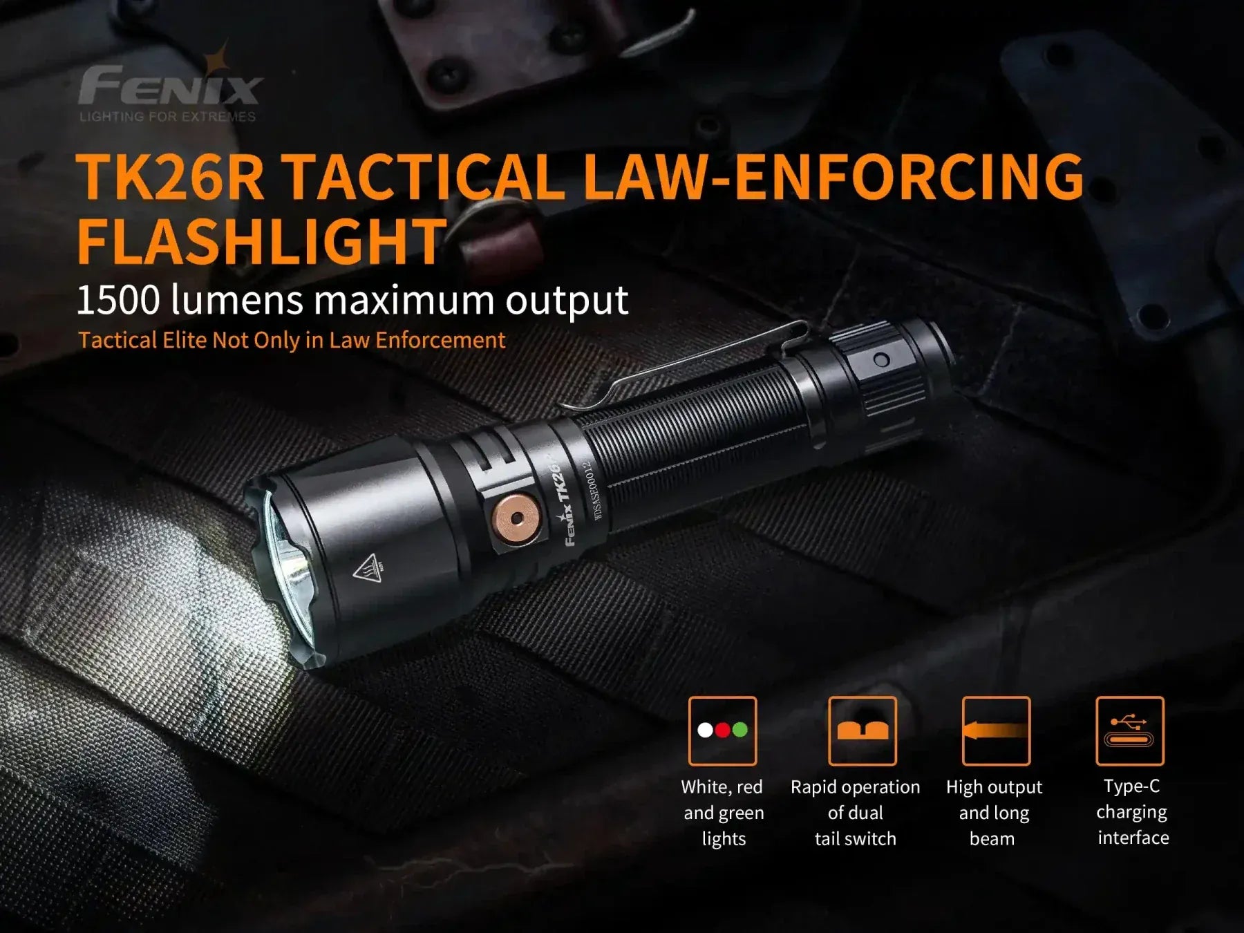 Fenix Store Tactical Flashlight Fenix TK26R Tactical LED Flashlight - 1500 Lumens