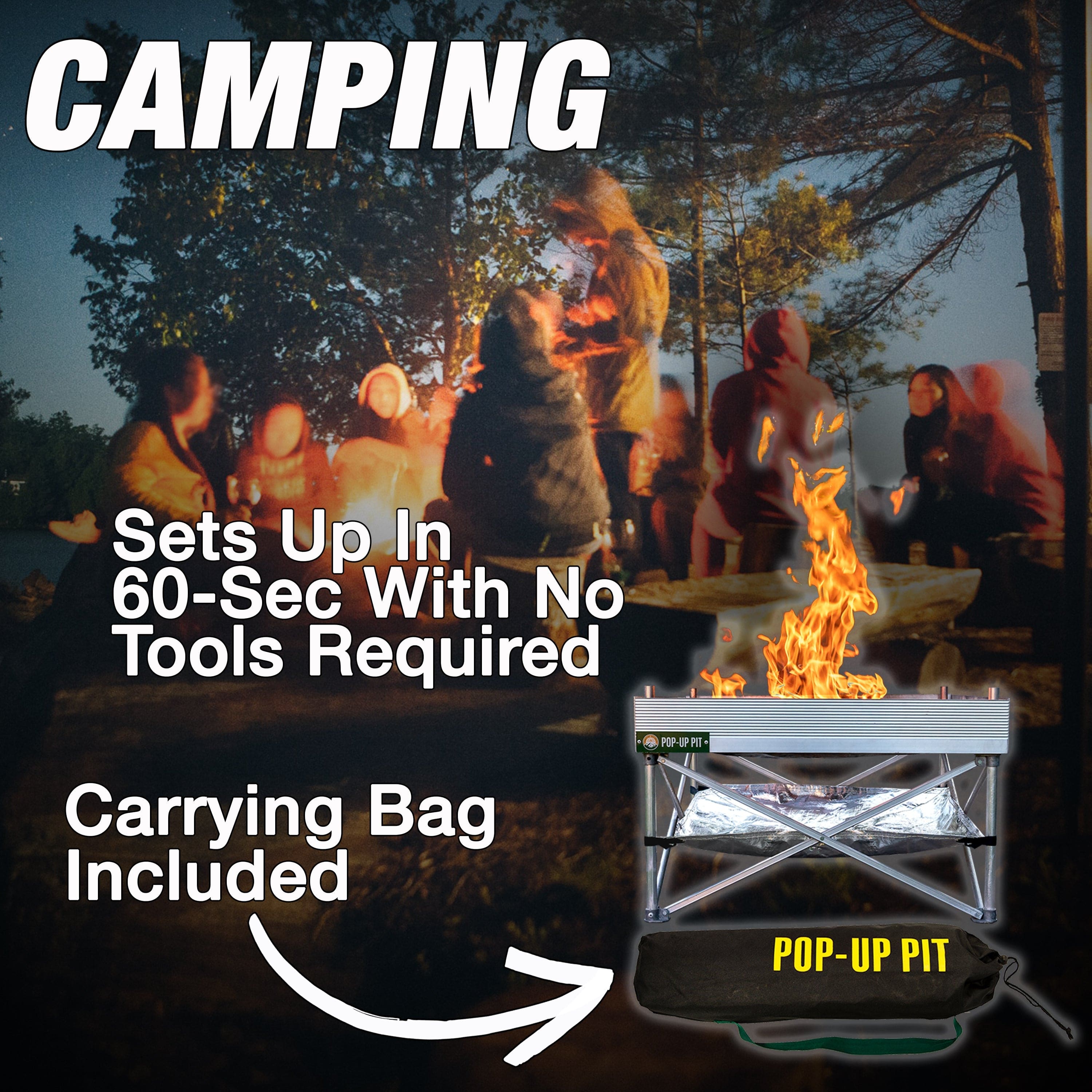 Fireside Outdoor Pop-Up Pit Accessories Fireside Outdoor Pop-Up Fire Pit & Heat Shield Bundle