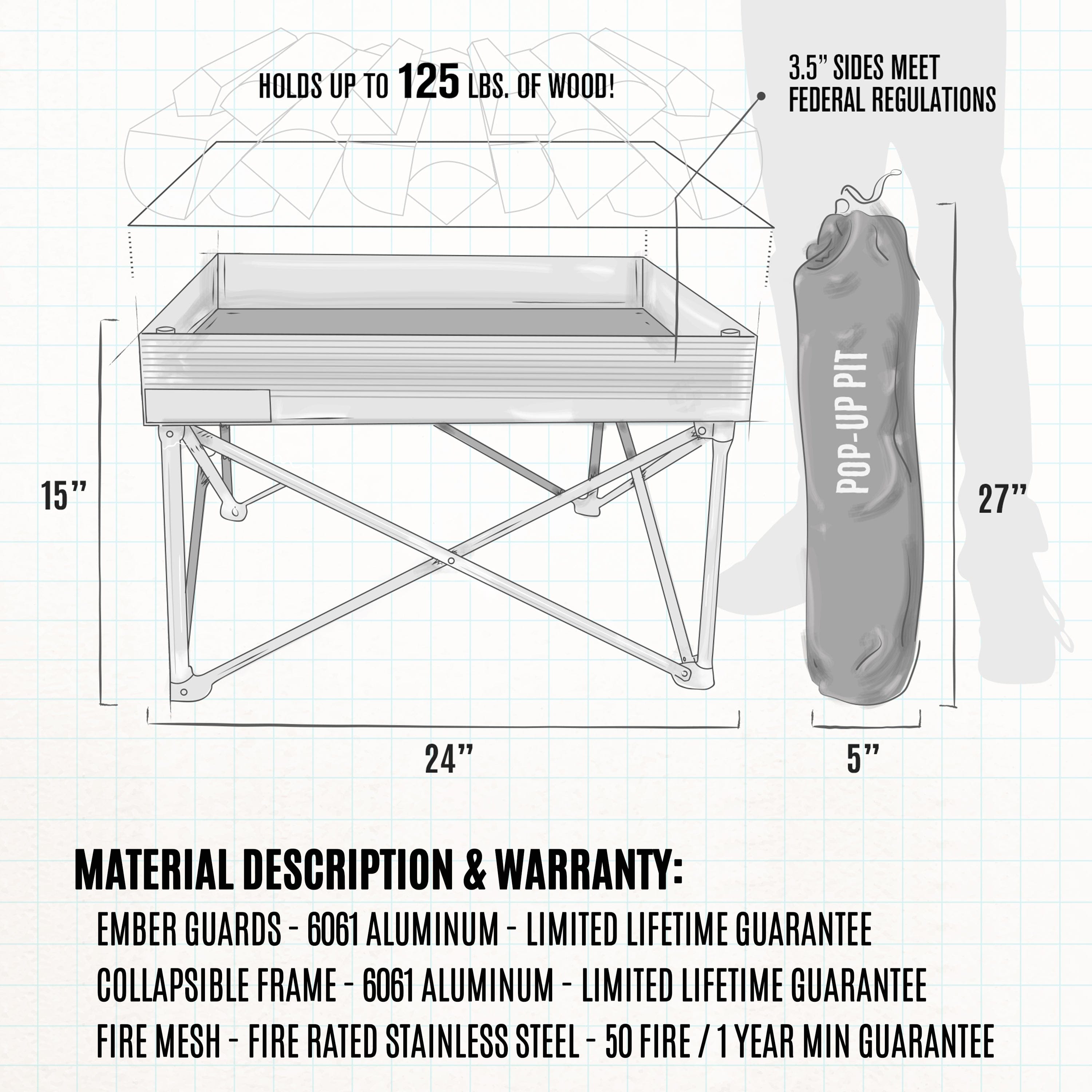 Fireside Outdoor Pop-Up Pit Accessories Pop-Up Fire Pit Base Kit