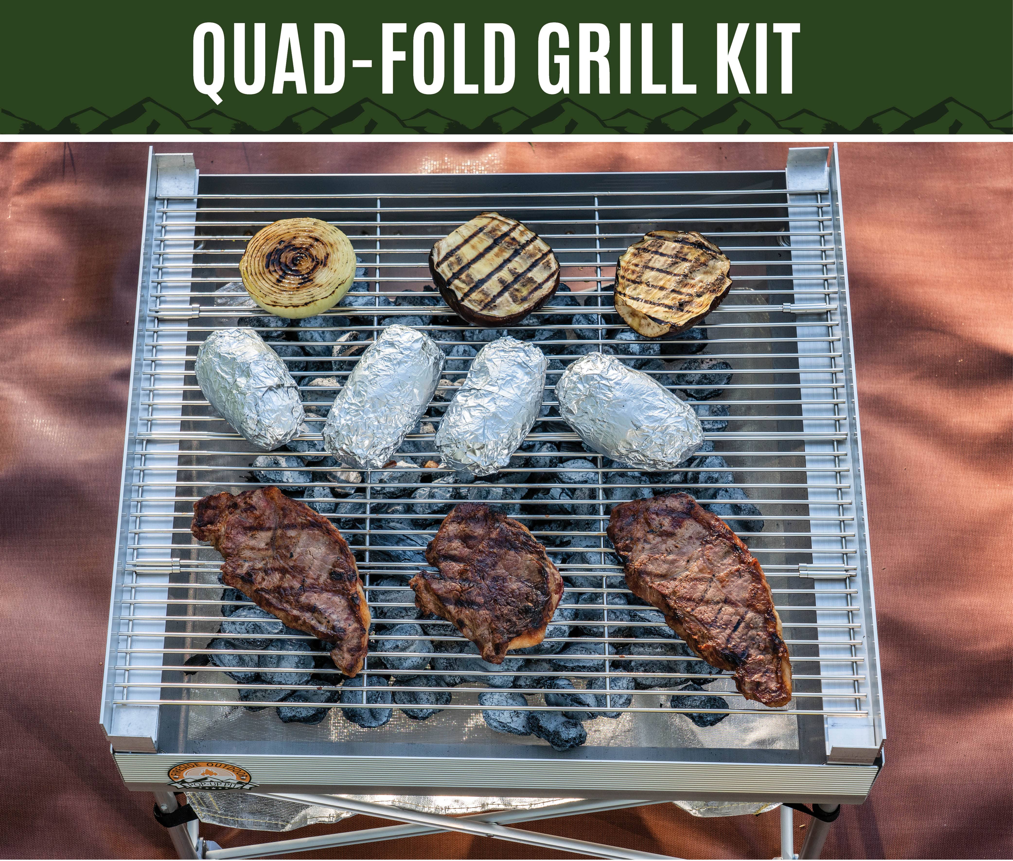 Fireside Outdoor Pop-Up Pit Accessories Quad-Fold Leave No Trace Bundle