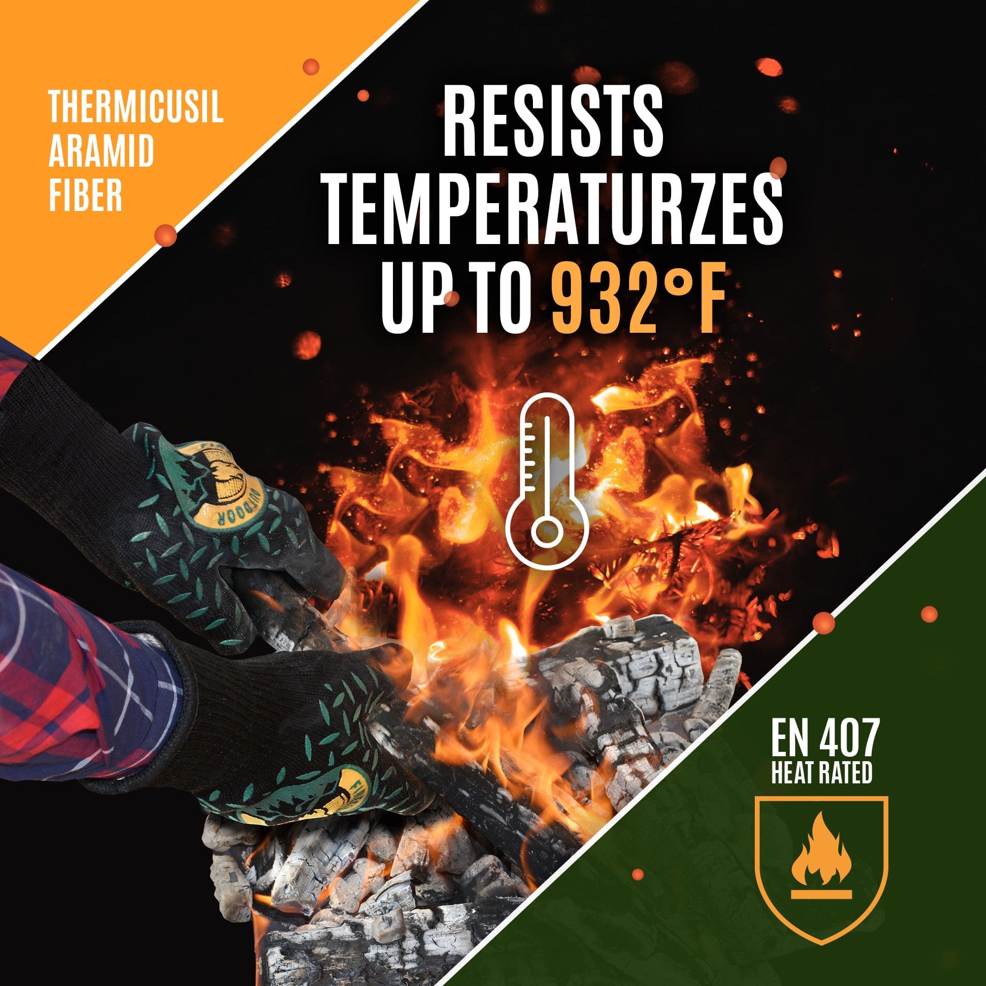 Fireside Outdoor Pop-Up Pit Accessories Thermal Gloves Thermal Protection Gloves