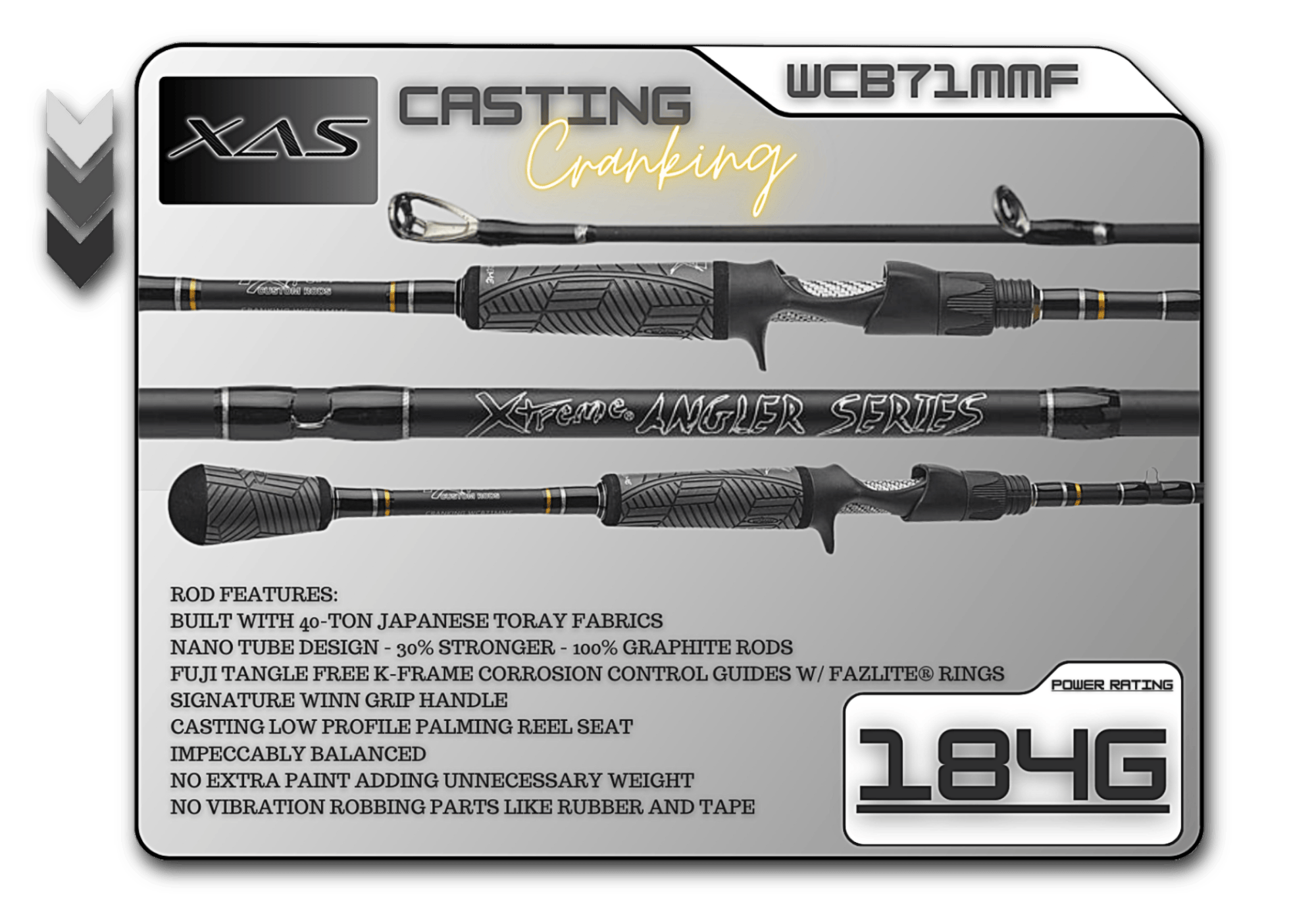 Fish Xtreme Rods Casting Rod WCB71MMF 7'1" Medium Mod-Fast **Cranking**