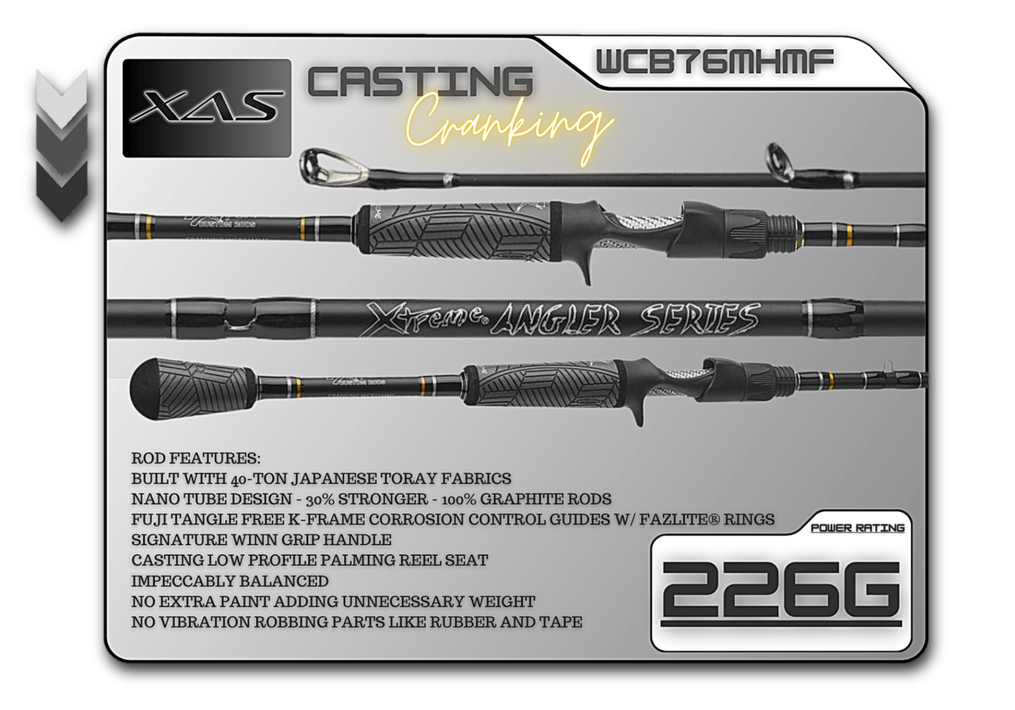 Fish Xtreme Rods Casting Rod WCB76MHMF 7'6" Medium Hvy Mod-Fast **Cranking**