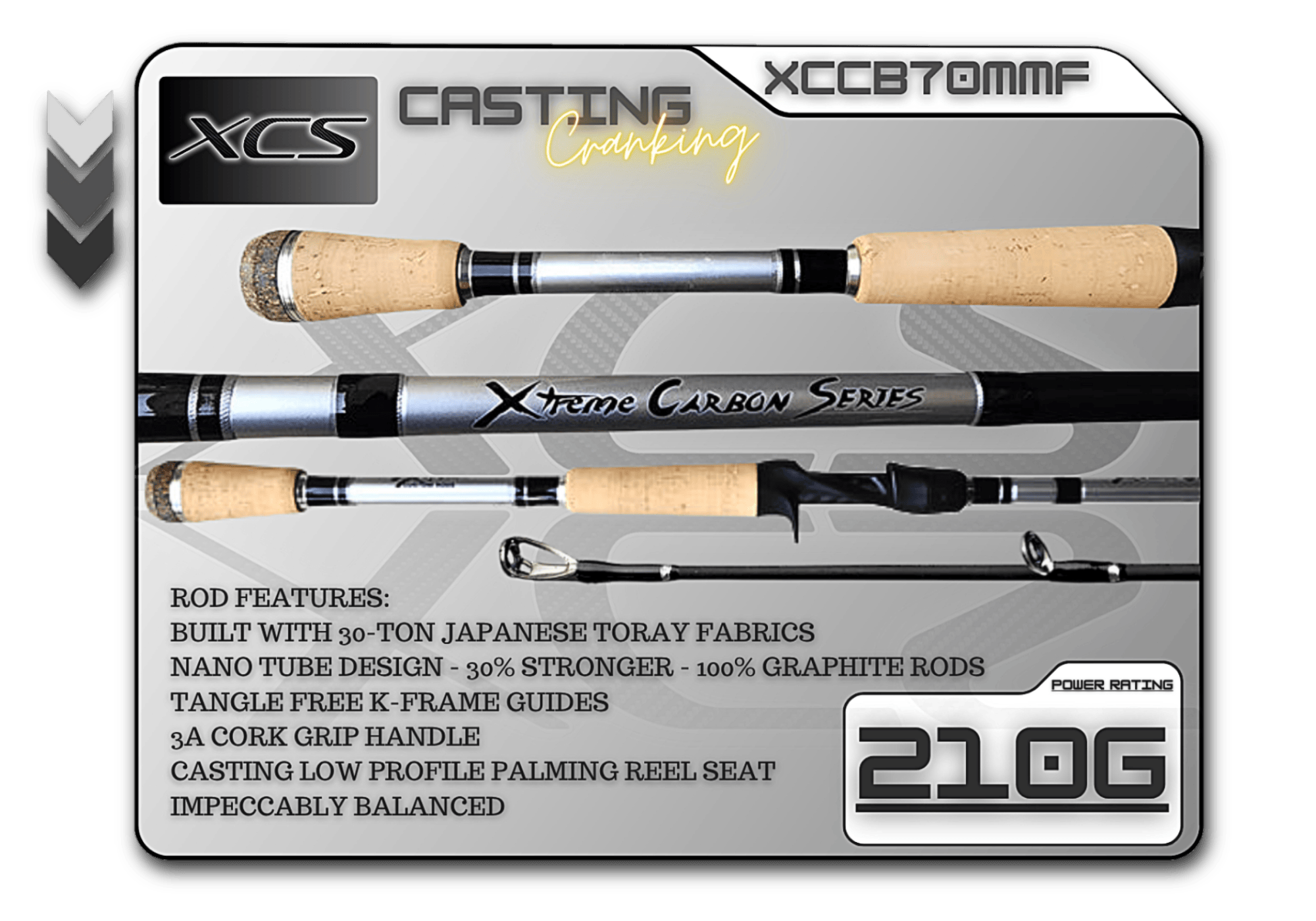 Fish Xtreme Rods Casting Rod XCCB70MMF (210G) 7'0" Medium Mod-Fast **Cranking**