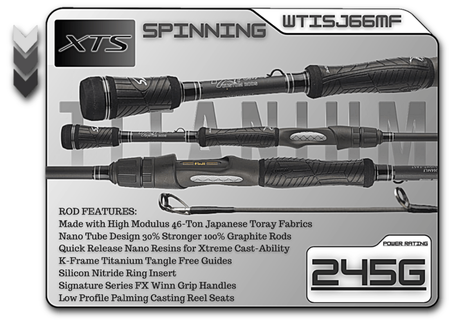 Fish Xtreme Rods Spinning Rod WTISJ66MF   6'6" Medium Fast Spinning Rod  **TITANIUM SERIES**
