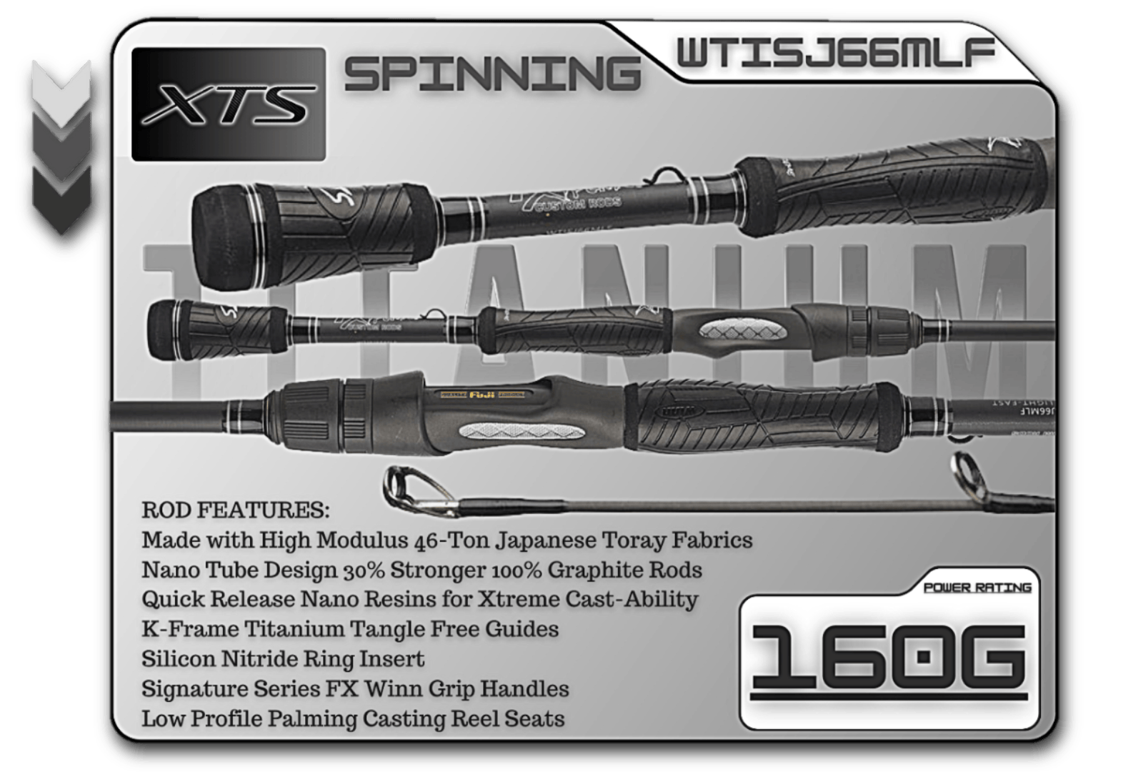 Fish Xtreme Rods Spinning Rod WTISJ66MLF   6'6" Medium Light Fast Spinning Rod  **TITANIUM SERIES**