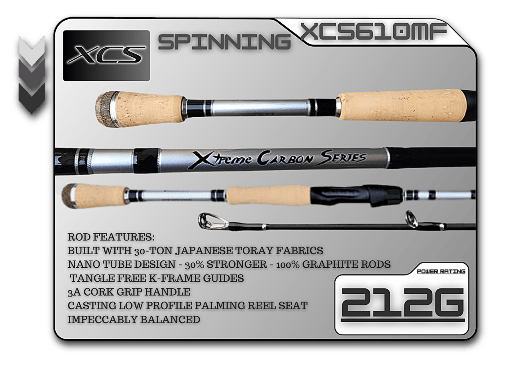 Fish Xtreme Rods Spinning Rod XCS610MF (212g) 6'10" Medium Fast Spinning