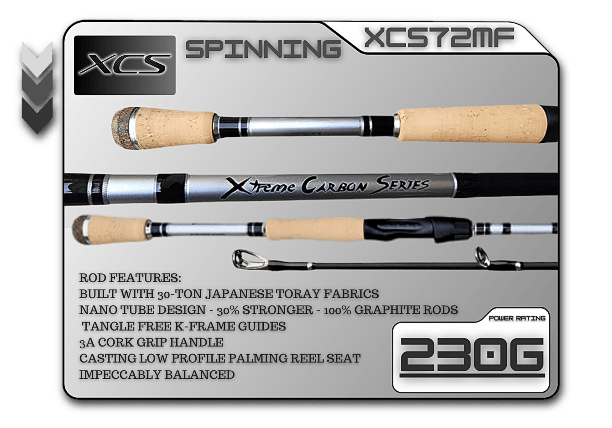 Fish Xtreme Rods Spinning Rod XCS72MF (230g) 7'2" Medium Fast Spinning