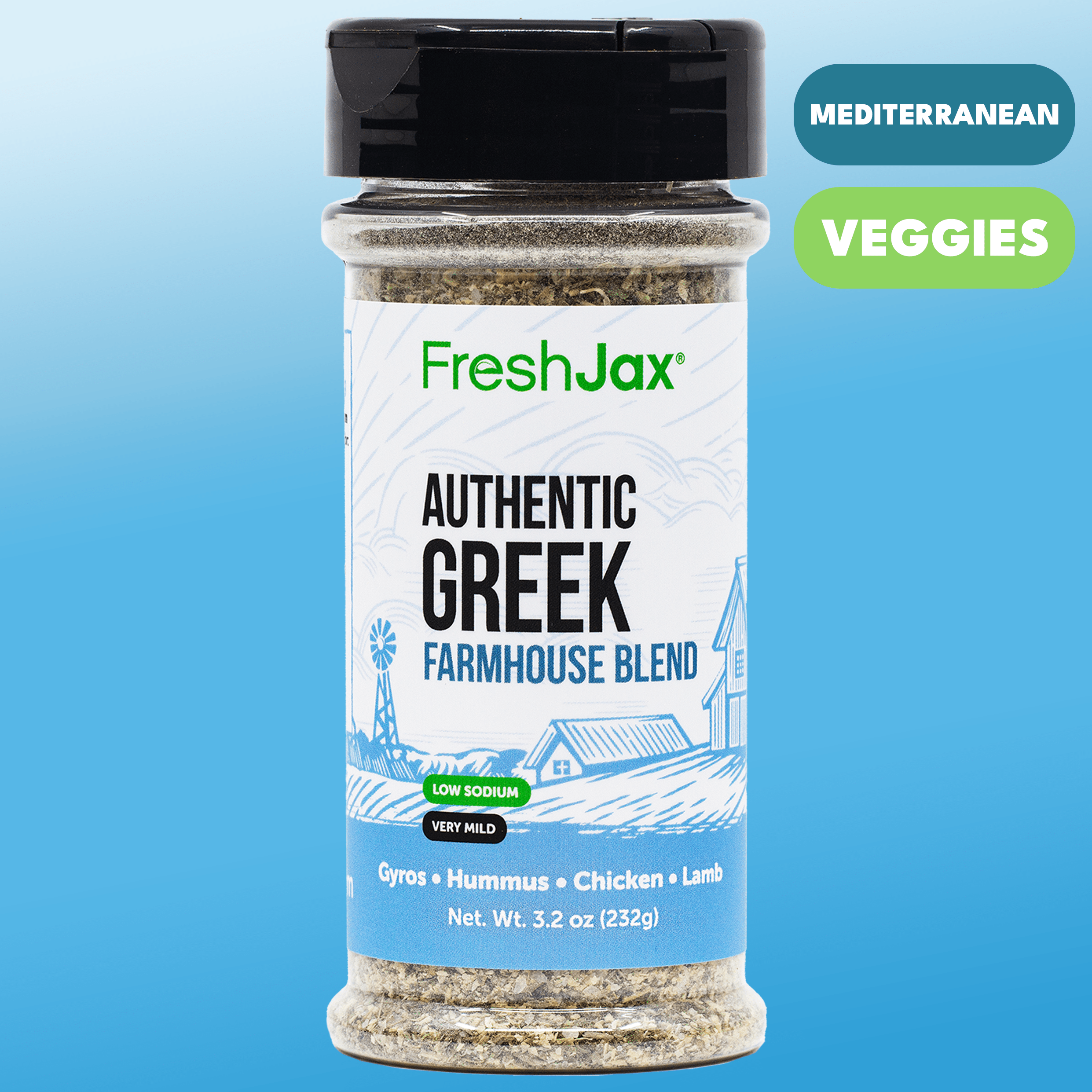 FreshJax Seasoning Authentic Greek Seasoning | Low Sodium, GLP-1 Friendly Mediterranean Herb Mix