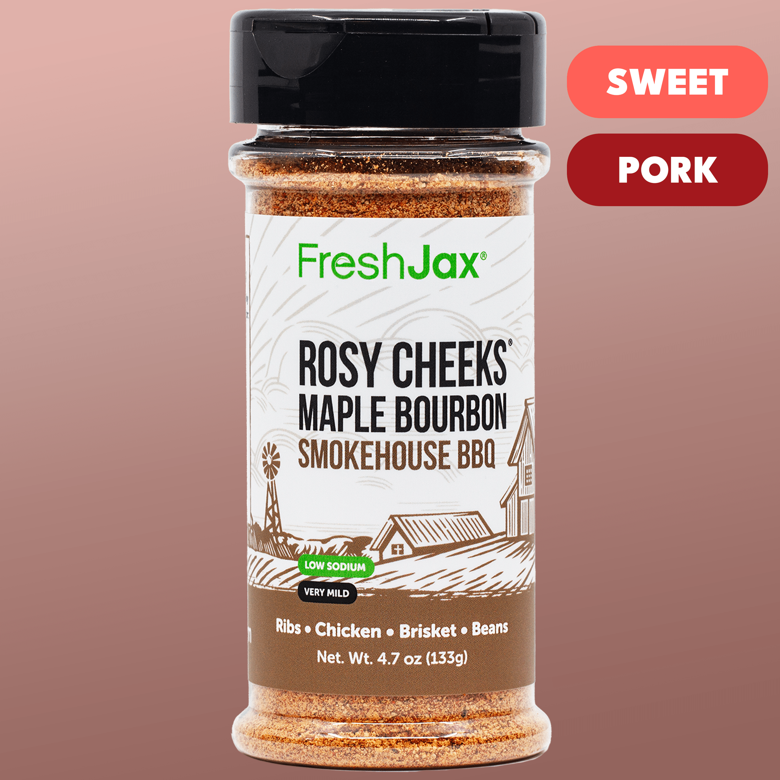 FreshJax Seasoning Rosy Cheeks Maple Bourbon BBQ Seasoning | Low Sodium & GLP-1 Friendly