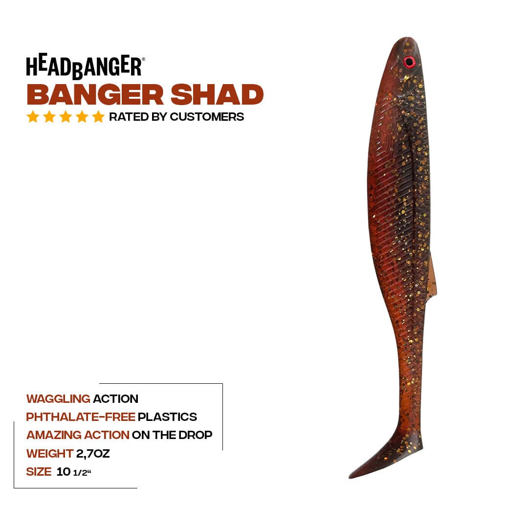 Headbanger Lures Black/Orange Headbanger BangerShad 10-1/2"