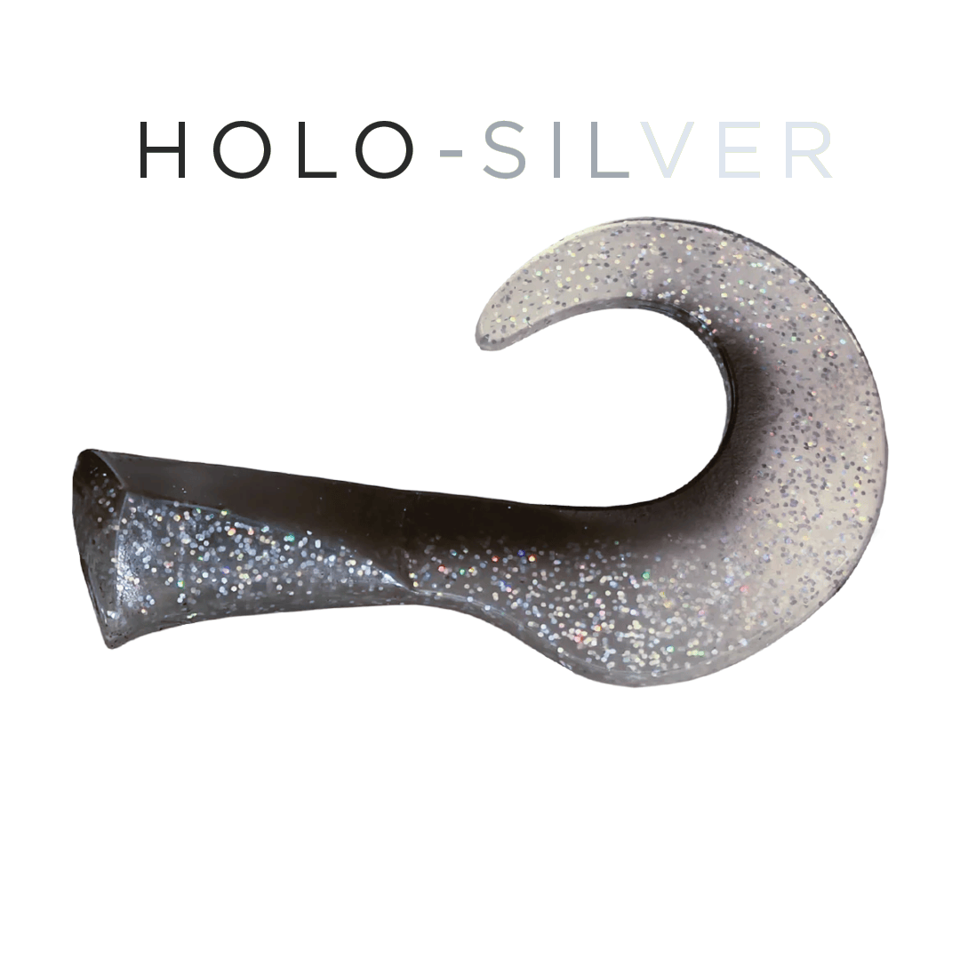 Headbanger Lures Holo Silver Colossus Curly Replacement Tail