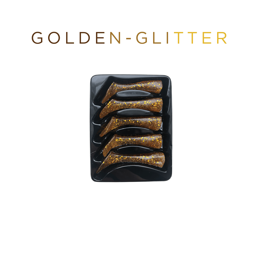 Headbanger Lures Replacements Golden Glitter Headbanger Shad 4-1/2" Replacement Tails