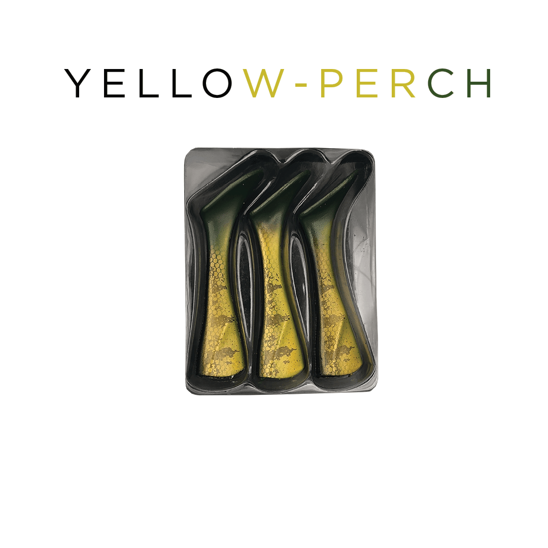 Headbanger Lures Replacements Yellow Perch Headbanger Shad 9" Replacement Tails