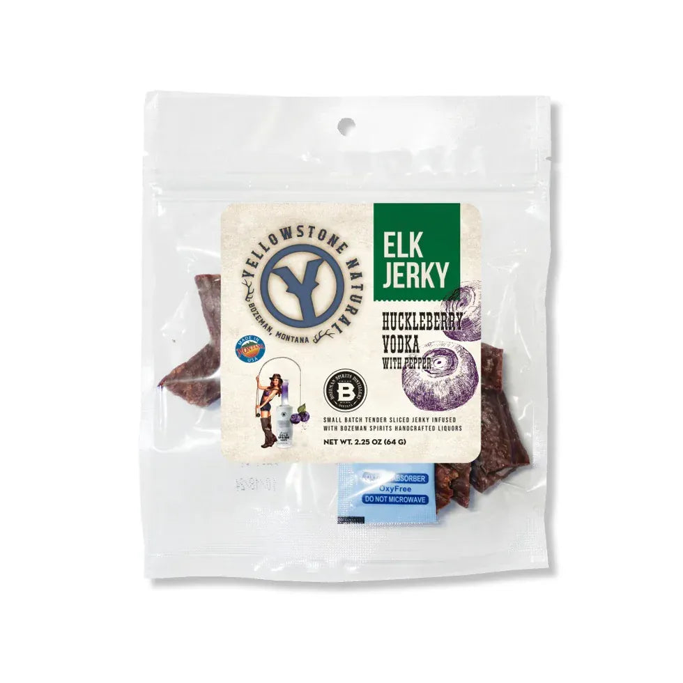 Hi-Country Snack Foods Inc. Elk Jerky 2.25 oz. Elk Huckleberry Vodka with Pepper Jerky