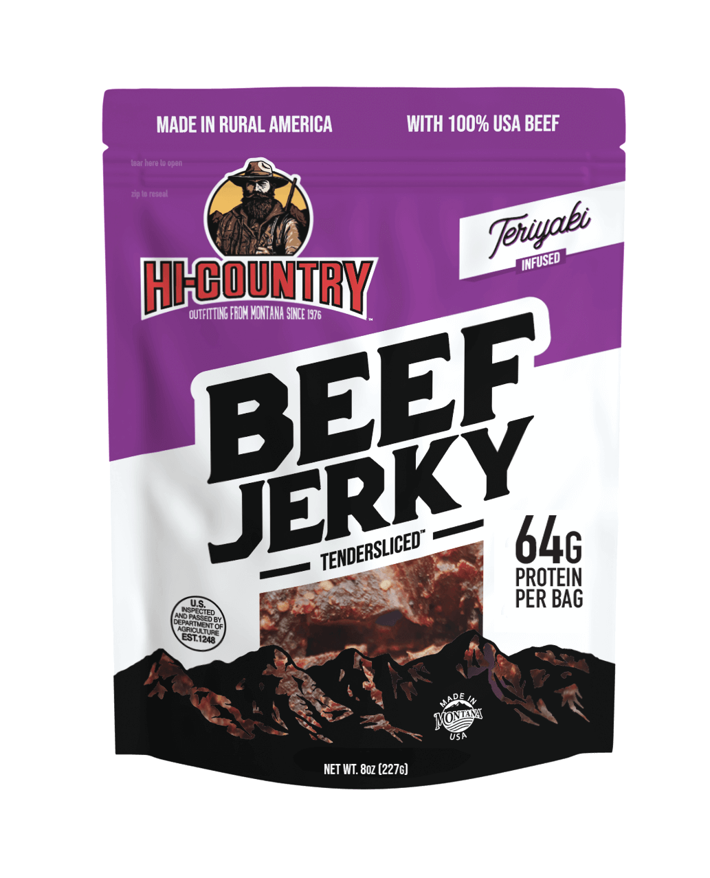 Hi-Country Snack Foods Inc. Jerky 8oz Teriyaki Infused Beef Jerky