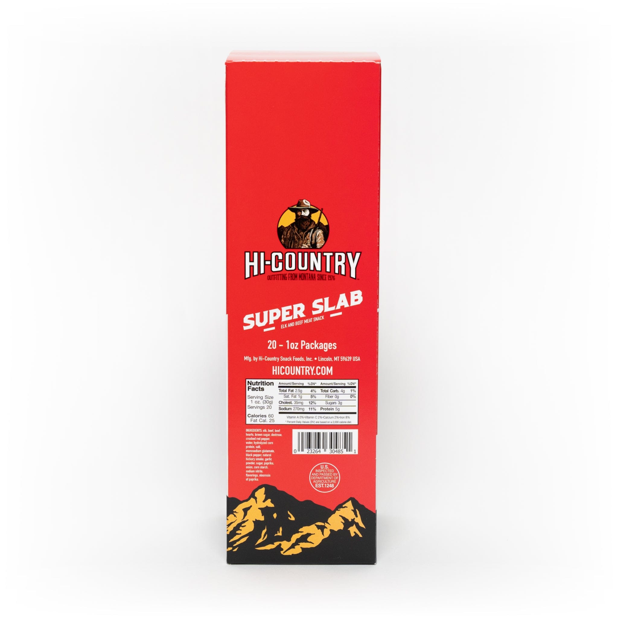 Hi-Country Snack Foods Inc. Jerky Hot & Spicy Elk Super Slab Caddy 20 CT