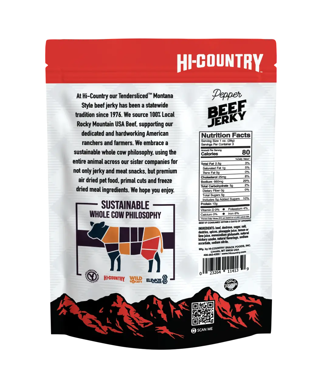 Hi-Country Snack Foods Inc. Jerky Pepper Infused Beef Jerky