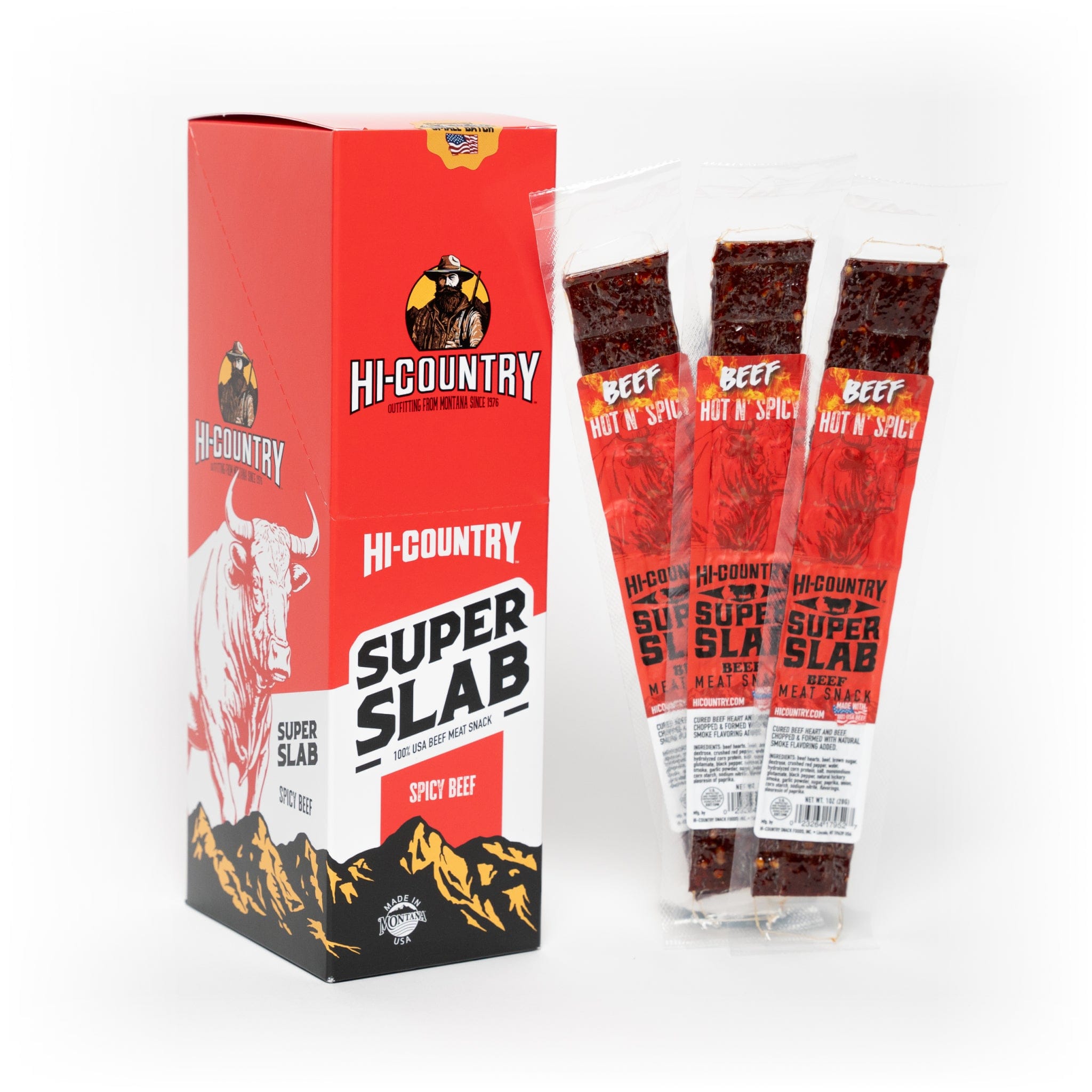 Hi-Country Snack Foods Inc. Meat Snacks 20 oz. Super Slab Beef Jerky Caddy - Spicy