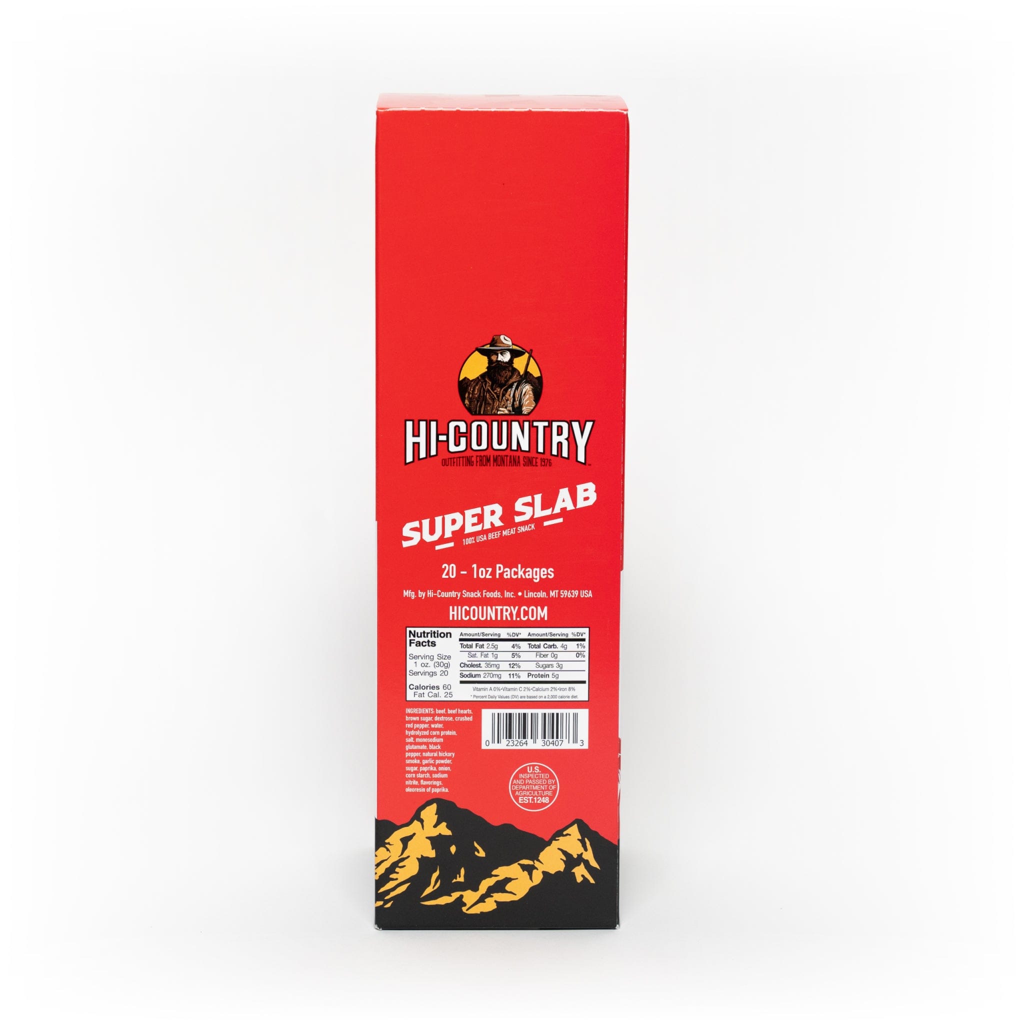 Hi-Country Snack Foods Inc. Meat Snacks 20 oz. Super Slab Beef Jerky Caddy - Spicy