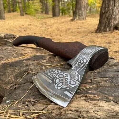 KBS Knives Store Axe Battle Axe Set: Tomahawk and Hammer with Custom Handmade Forged Engraved 1095 Steel Blade – Warrior's Duo