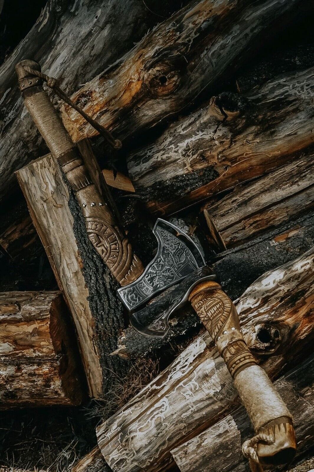 KBS Knives Store Axe Battle Axe with Custom Handmade Forged Engraved 1095 Steel Blade and Ash Wood Handle – Warlord's Edge