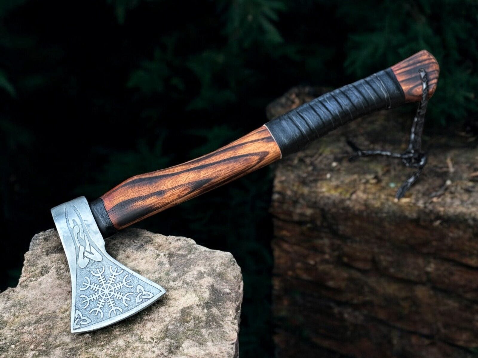 KBS Knives Store Axe Battle Axe with Custom Handmade Forged Engraved 1095 Steel Blade and Ash Wood Handle – Warrior's Edge