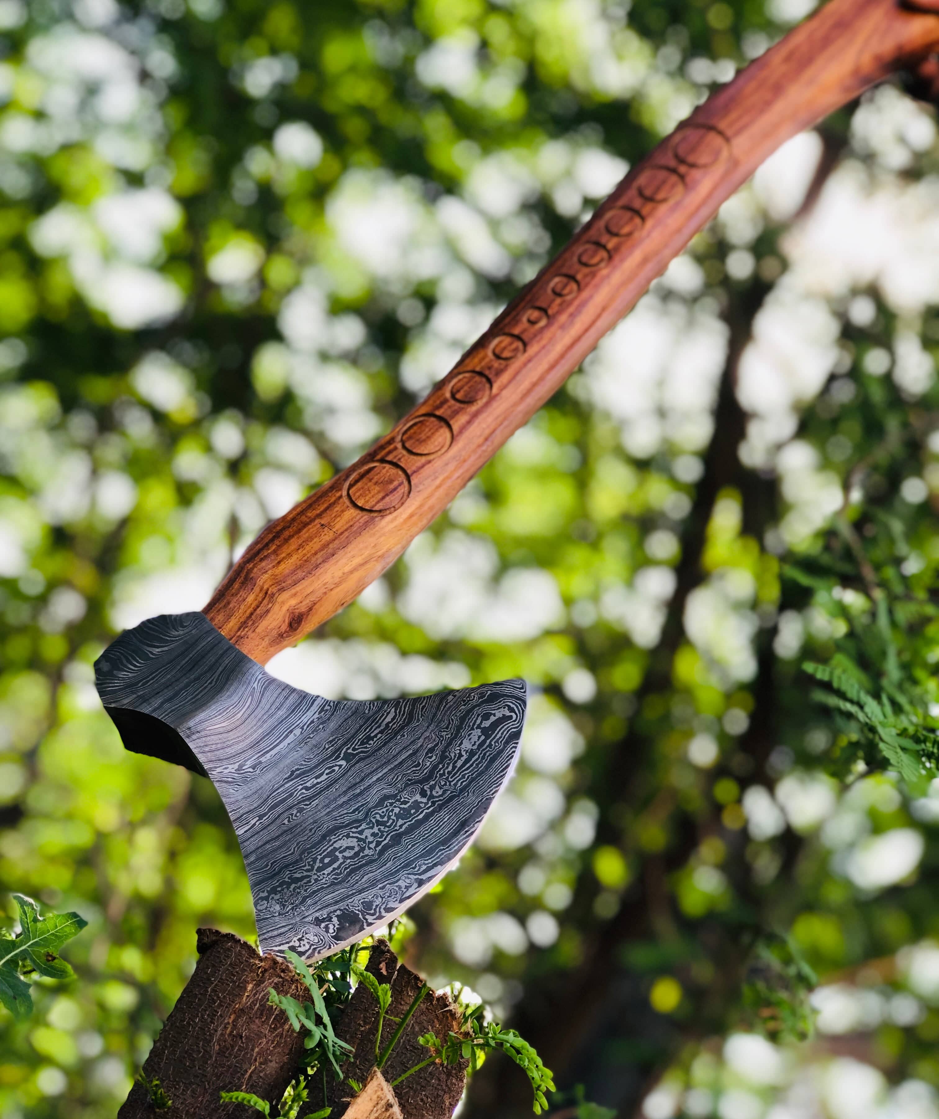 KBS Knives Store Axe Custom Hammer Forged Damascus Steel Axe