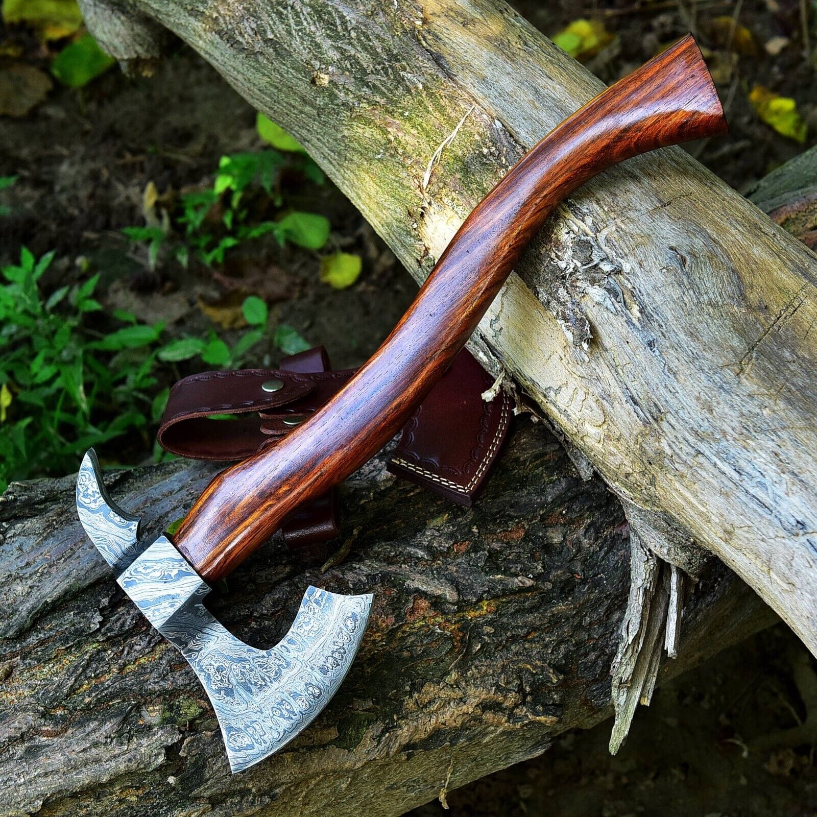 KBS Knives Store Axe Custom Handmade Damascus Steel Tomahawk Axe with Rosewood Handle - 17 Inches by KBS Knives Store
