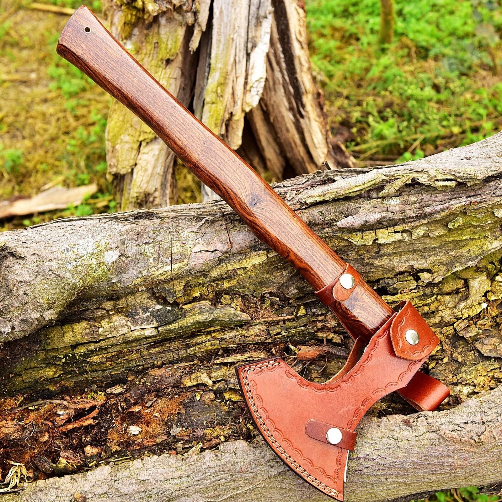 KBS Knives Store Axe Custom Handmade Hand Engraved High Carbon Steel Viking Tomahawk Axe with Rosewood Handle by KBS Knives Store