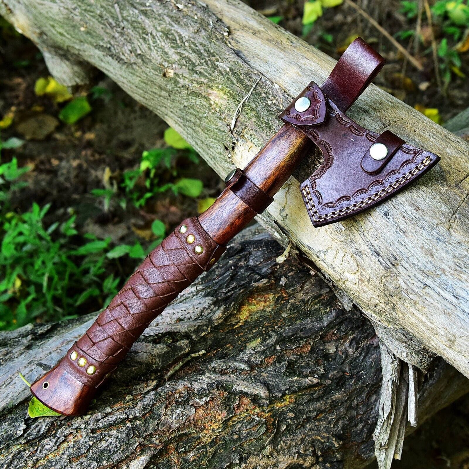 KBS Knives Store Axe Custom Handmade Hand Engraved High Carbon Steel Viking Tomahawk Axe with Rosewood Handle by KBS Knives Store