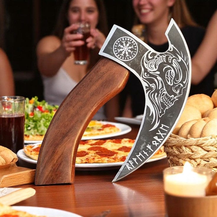 KBS Knives Store Axe Custom Viking Pizza Cutter Axe – 8.5" Blade, Rosewood Handle