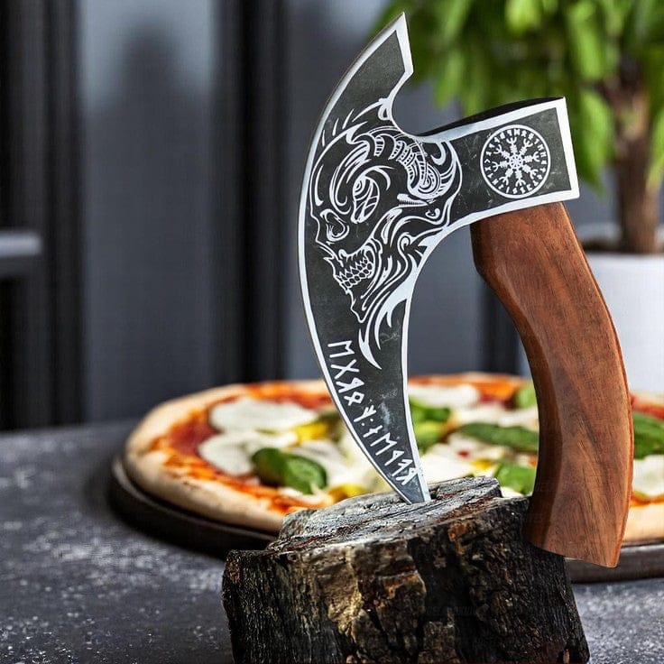 KBS Knives Store Axe Custom Viking Pizza Cutter Axe – 8.5" Blade, Rosewood Handle